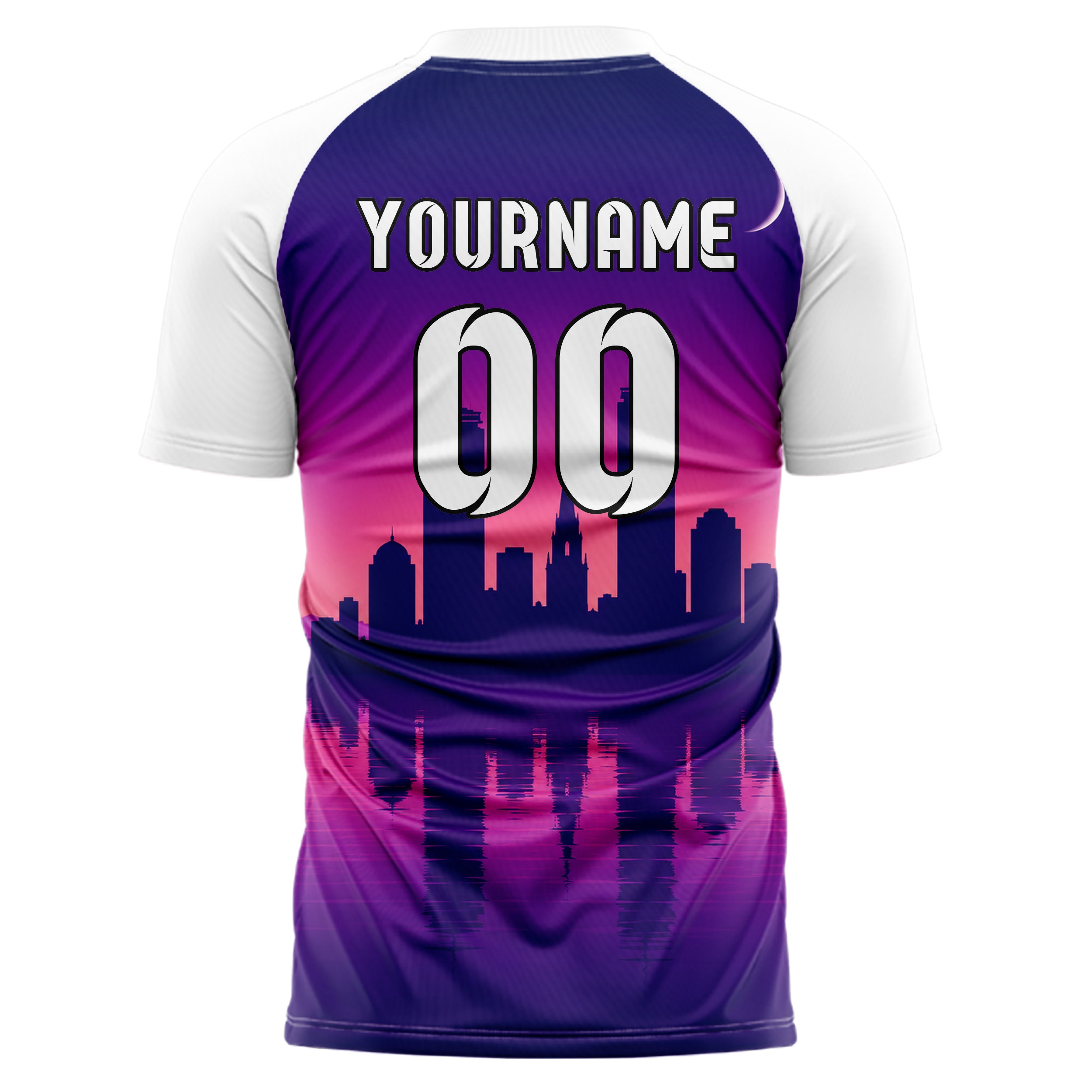 Lila Boston Skyline Design 15-0066 individuelles Fußballtrikot back