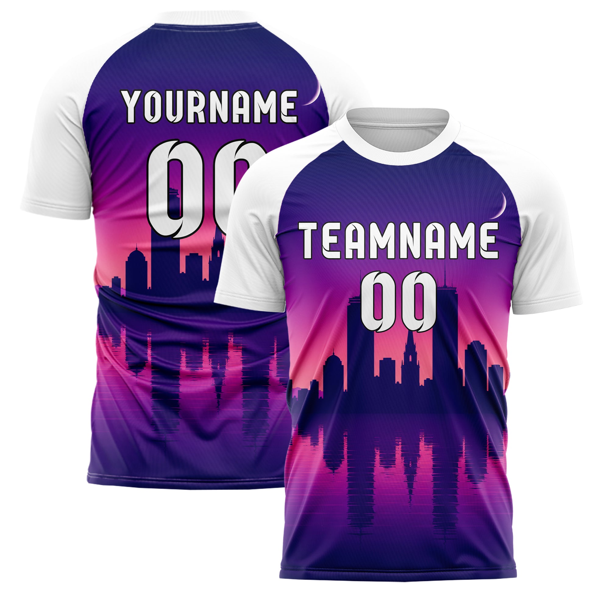 Lila Boston Skyline Design 15-0066 individuelles Fußballtrikot main