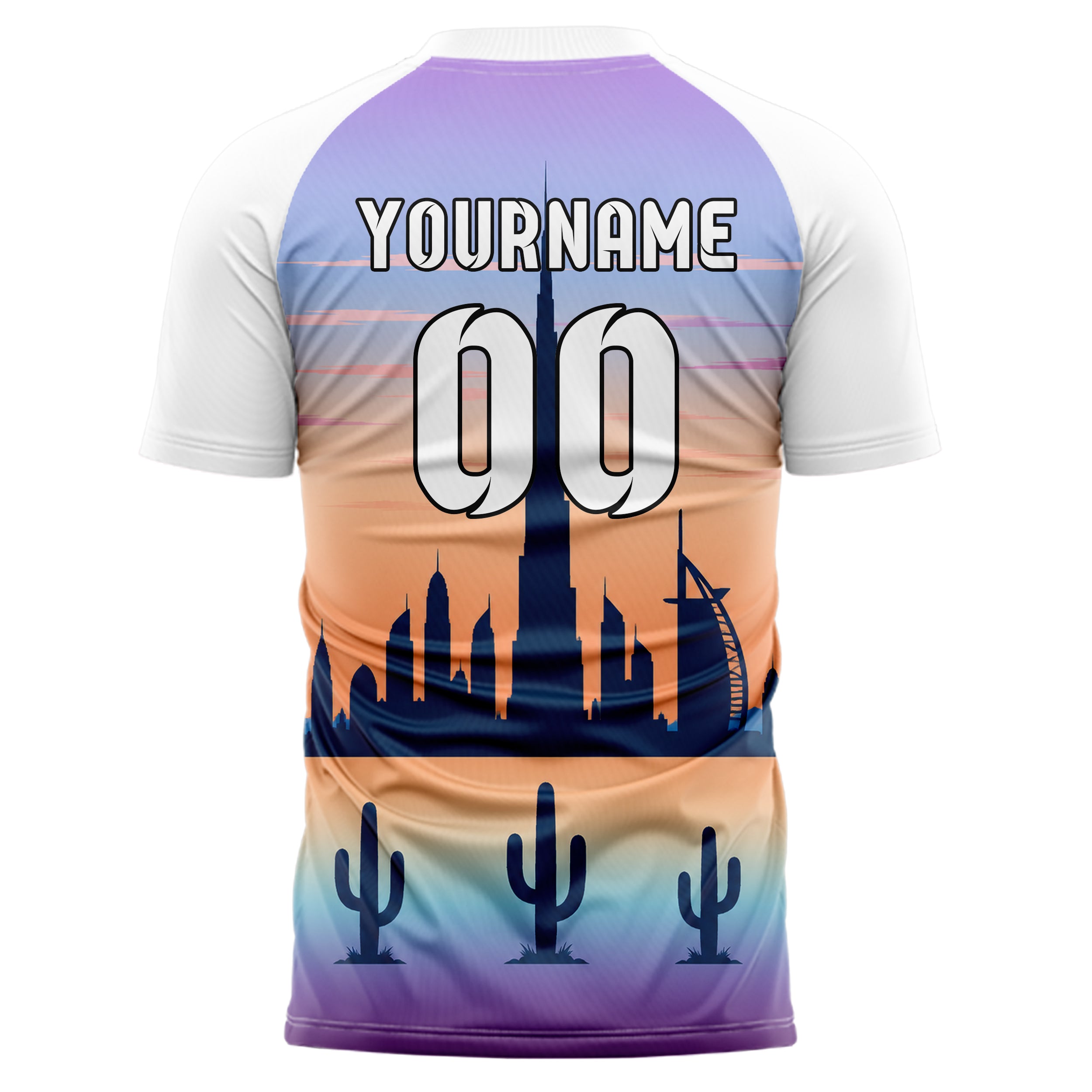 Hellblau Burj Khalifa Skyline Design 15-0314 individuelles Fußballtrikot back