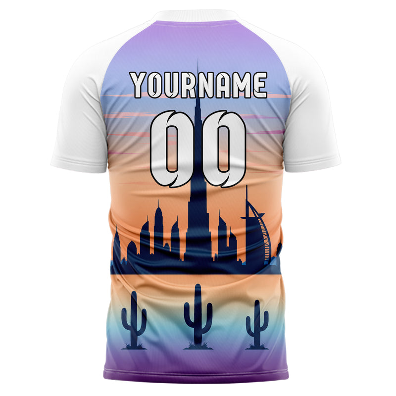 Hellblau Burj Khalifa Skyline Design 15-0314 individuelles Fußballtrikot back