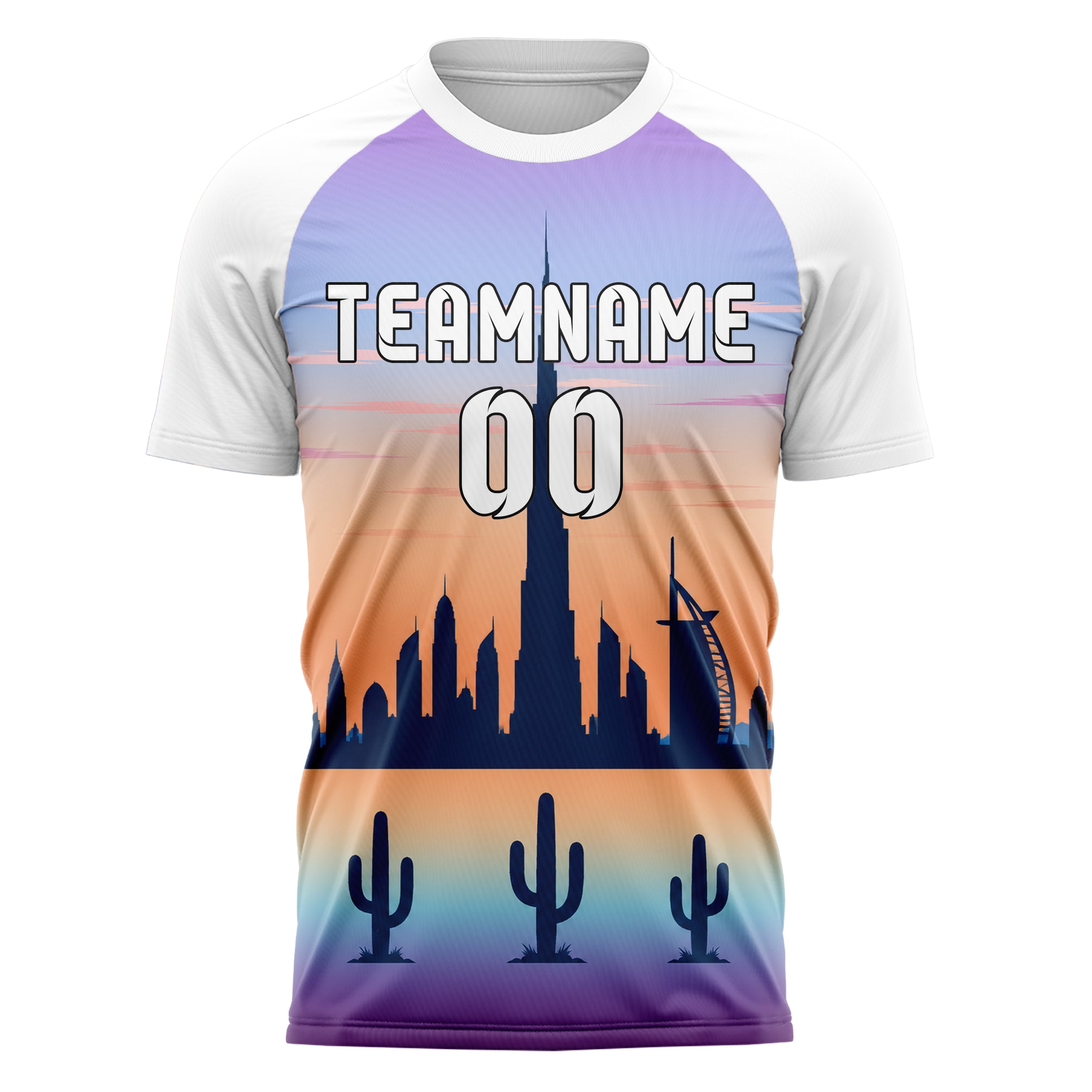 Hellblau Burj Khalifa Skyline Design 15-0314 individuelles Fußballtrikot front