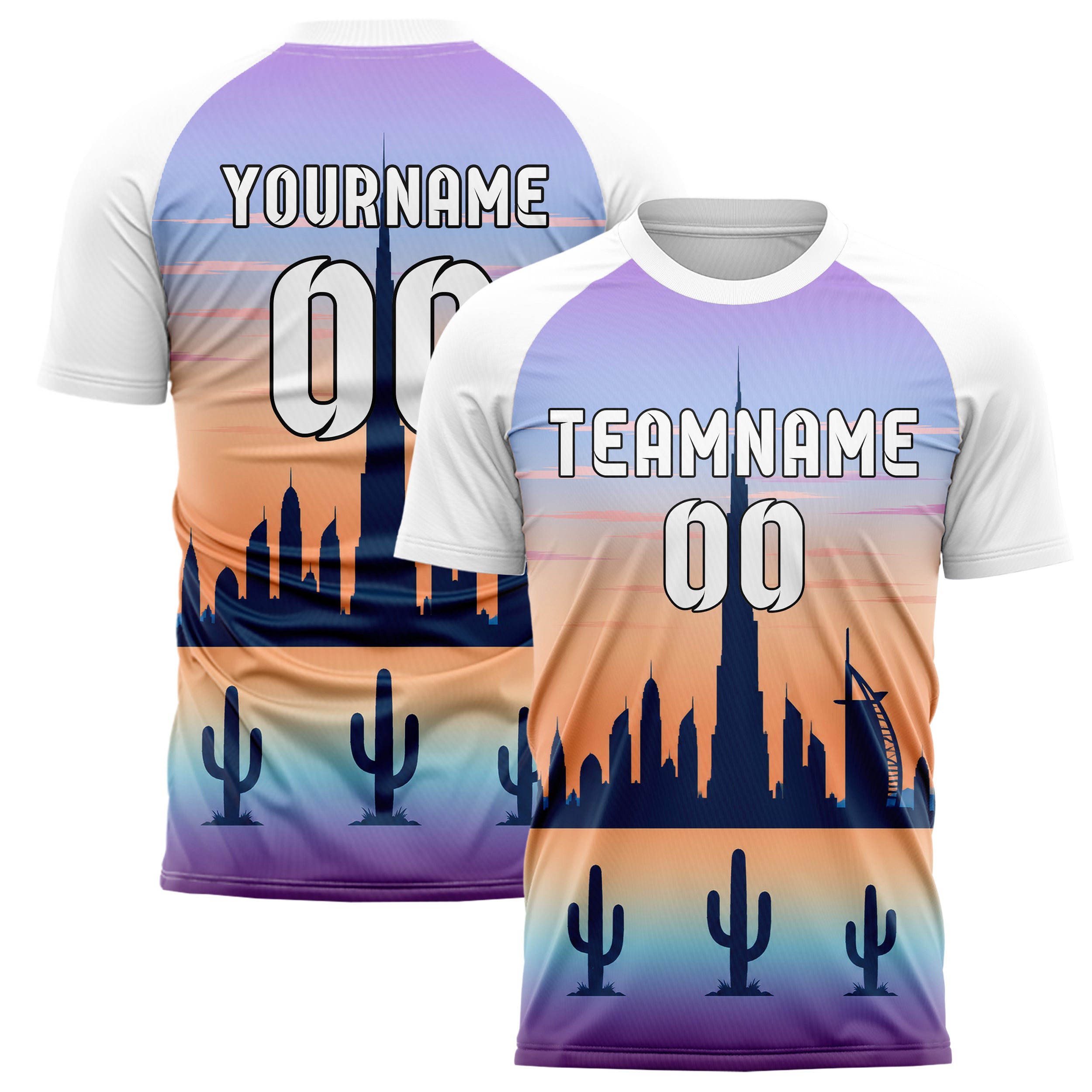 Hellblau Burj Khalifa Skyline Design 15-0314 individuelles Fußballtrikot main