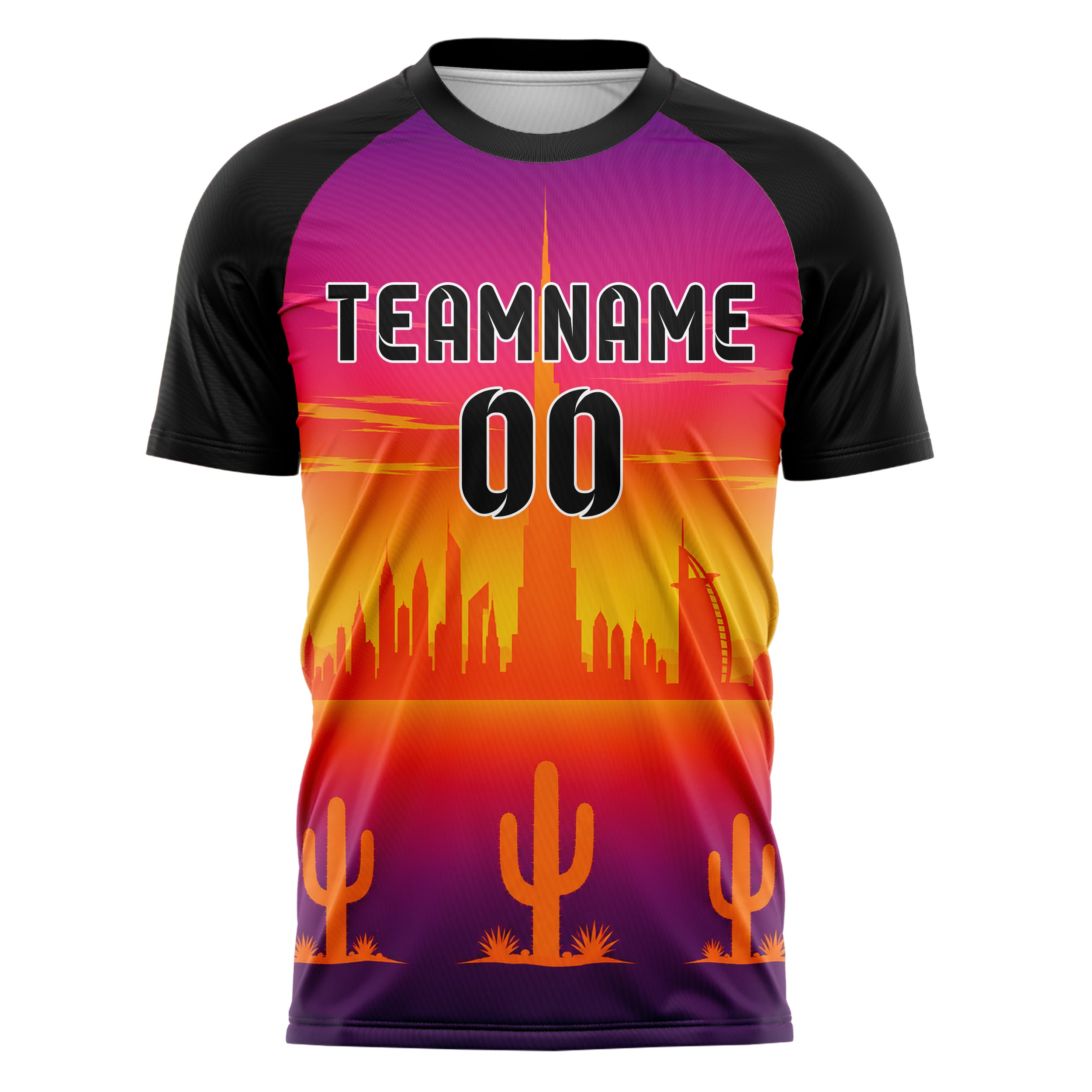 Orange Burj Khalifa Skyline Design 15-0312 individuelles Fußballtrikot front