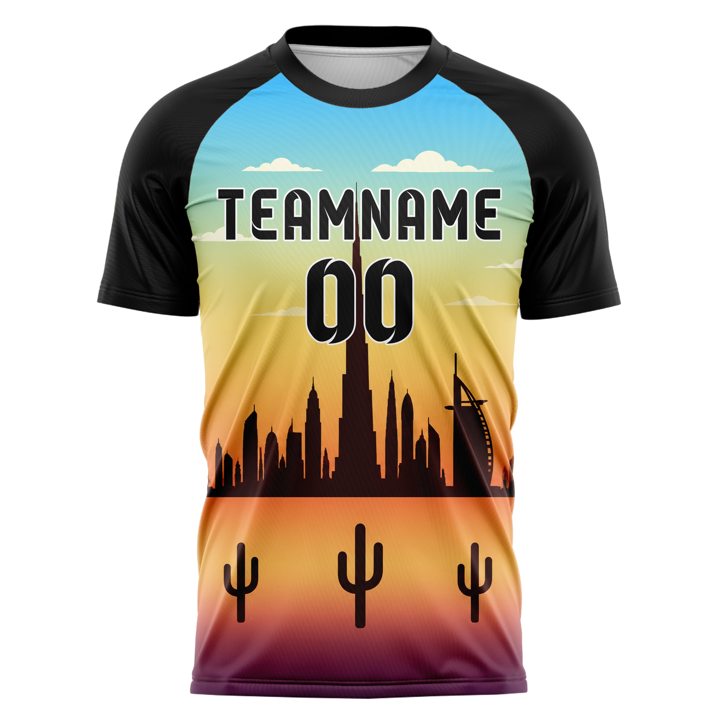Gelb Burj Khalifa Skyline Design 15-0315 individuelles Fußballtrikot front
