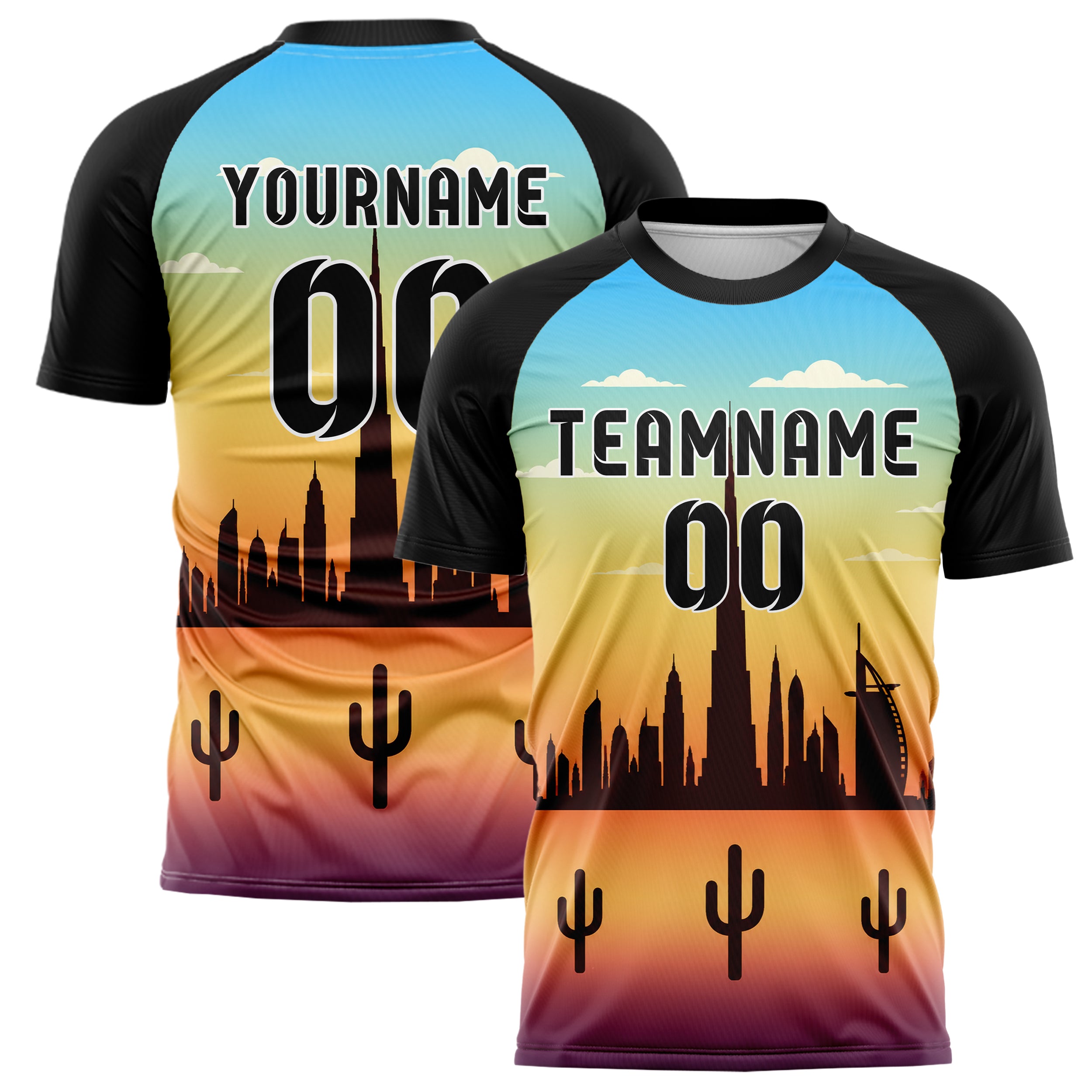 Gelb Burj Khalifa Skyline Design 15-0315 individuelles Fußballtrikot main