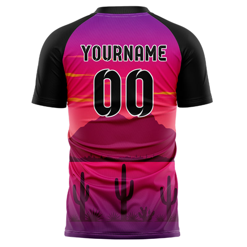 Hot Pink Camelback Mountain Skyline Design 15-0321 individuelles Fußballtrikot back