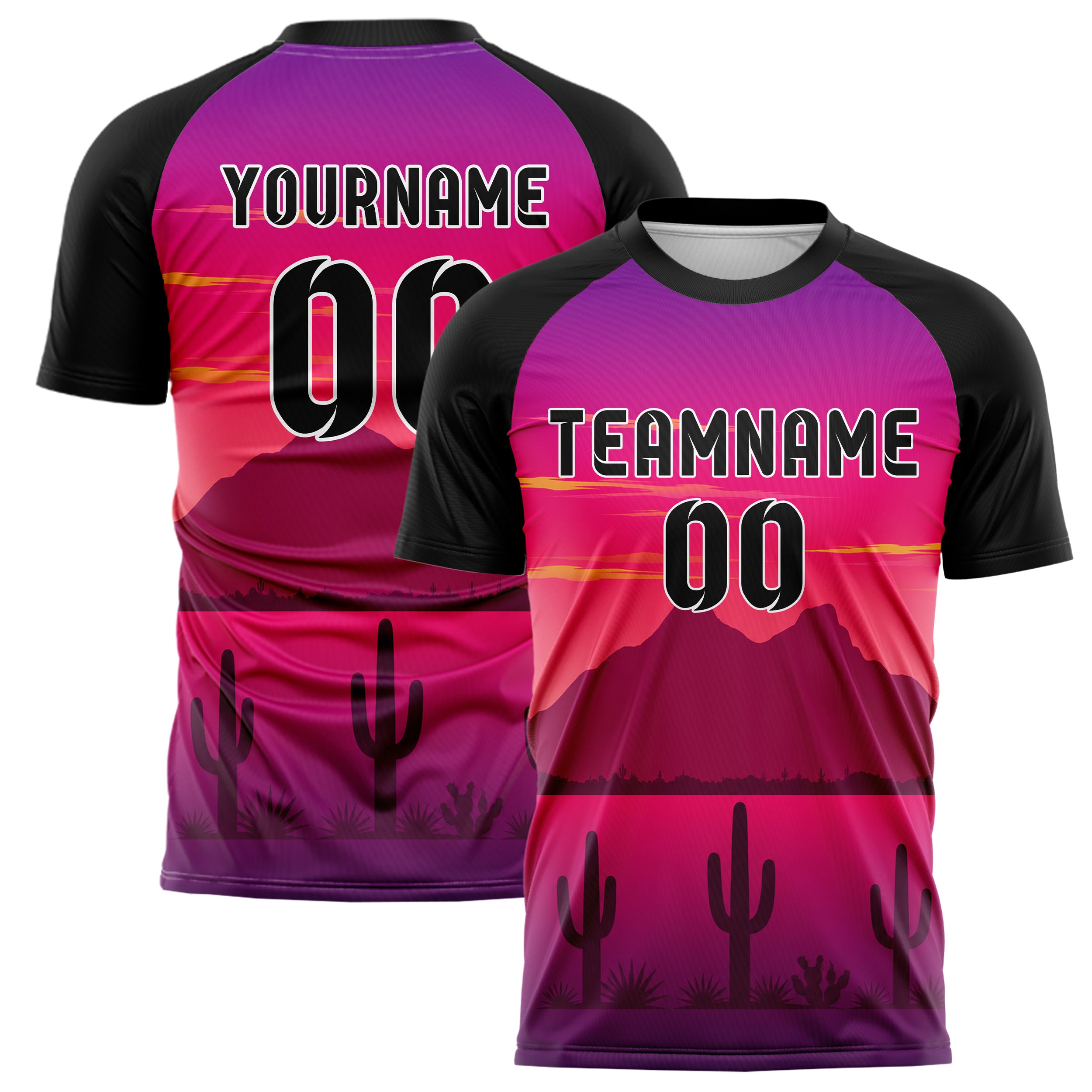 Hot Pink Camelback Mountain Skyline Design 15-0321 individuelles Fußballtrikot main