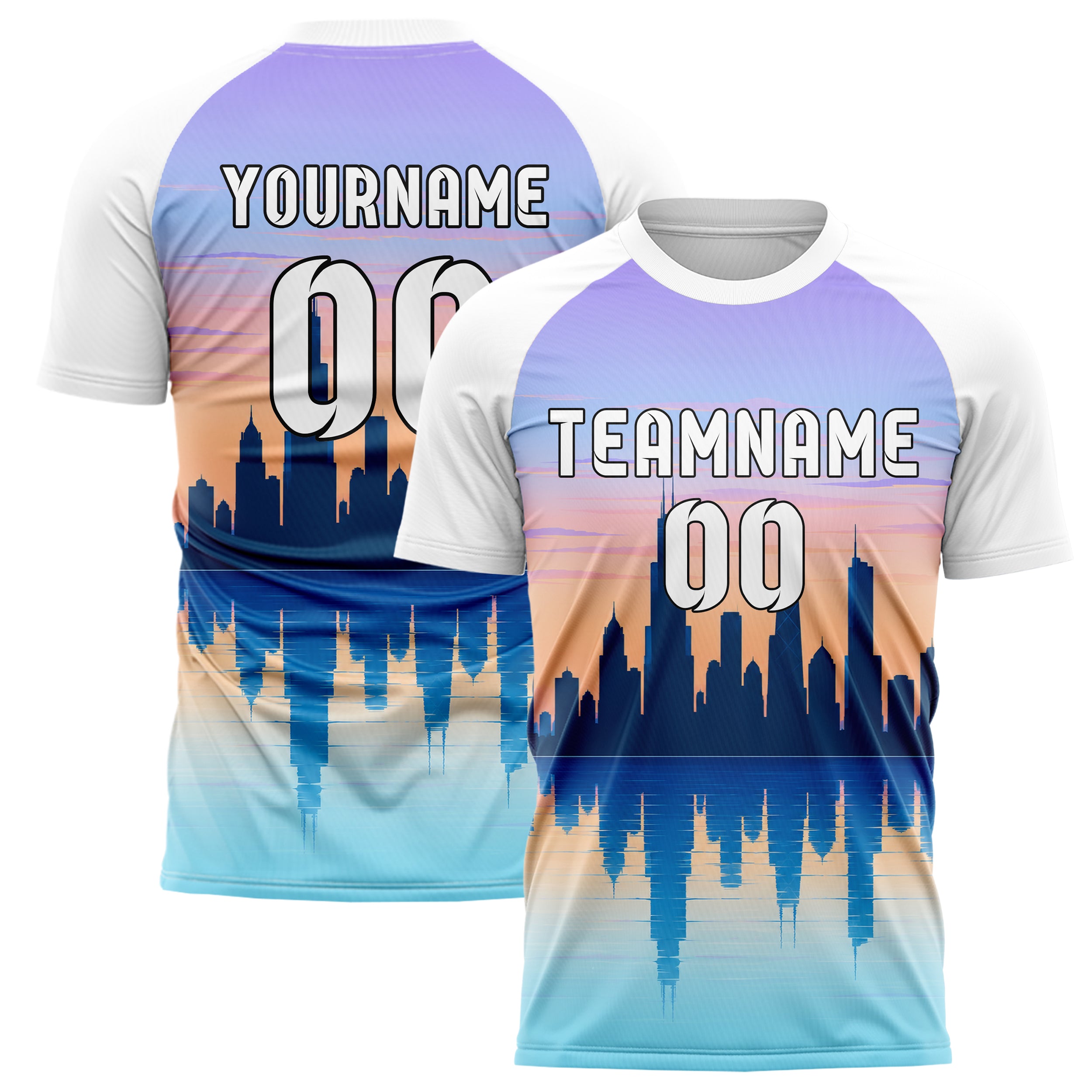 Hellblau Chicago Skyline Design 15-0014 individuelles Fußballtrikot main