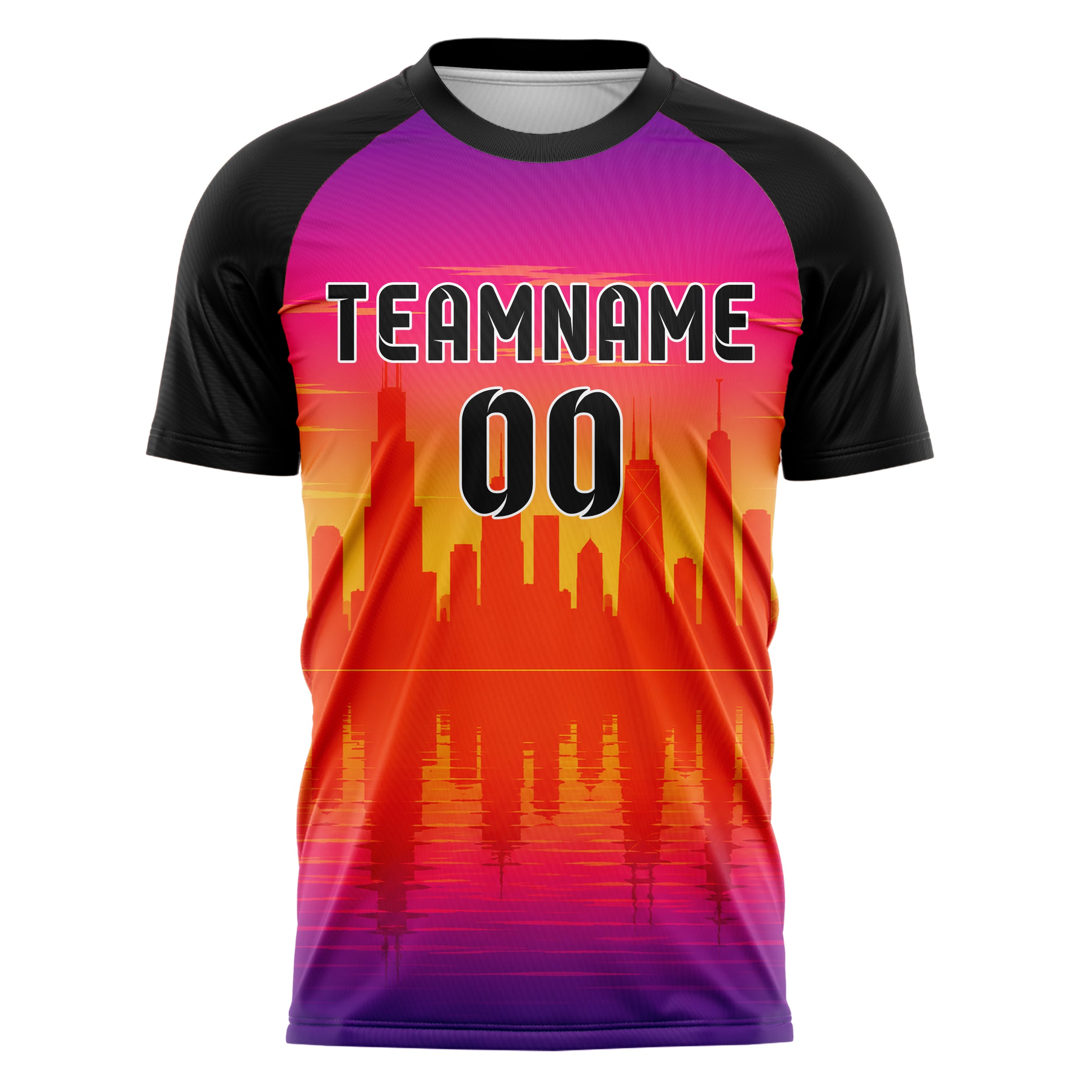 Orange Chicago Skyline Design 15-0012 individuelles Fußballtrikot front