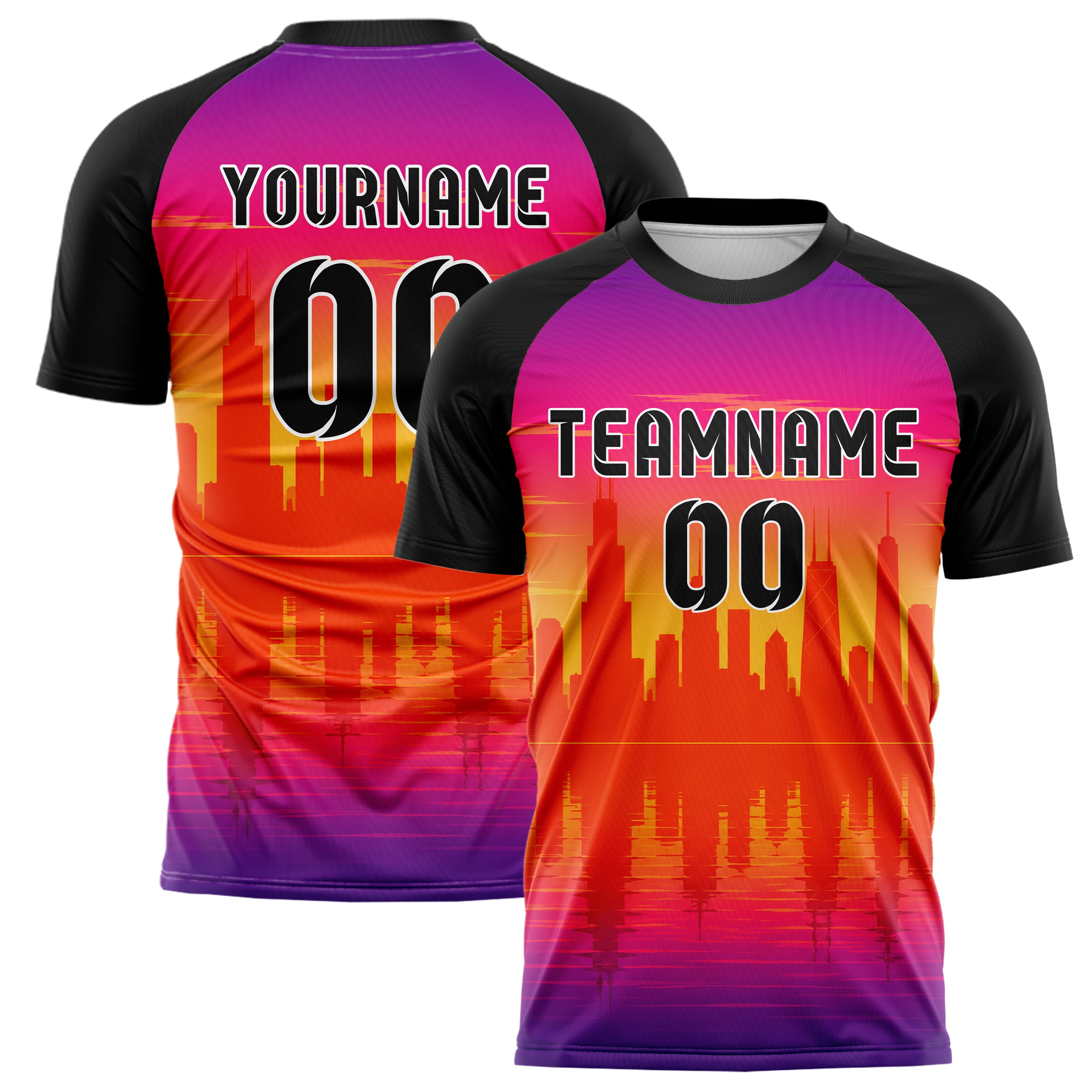 Orange Chicago Skyline Design 15-0012 individuelles Fußballtrikot main