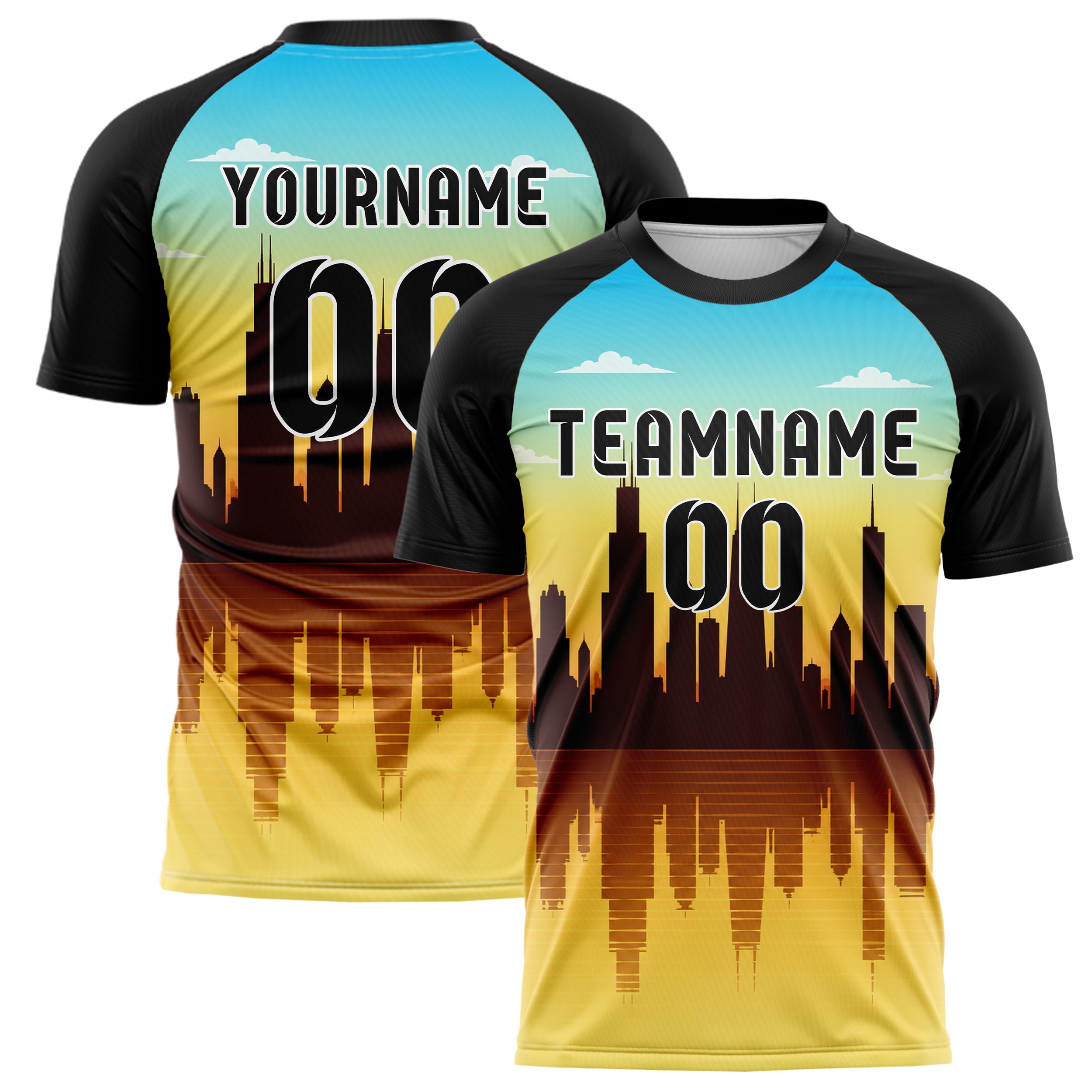 Gelb Chicago Skyline Design 15-0015 individuelles Fußballtrikot main