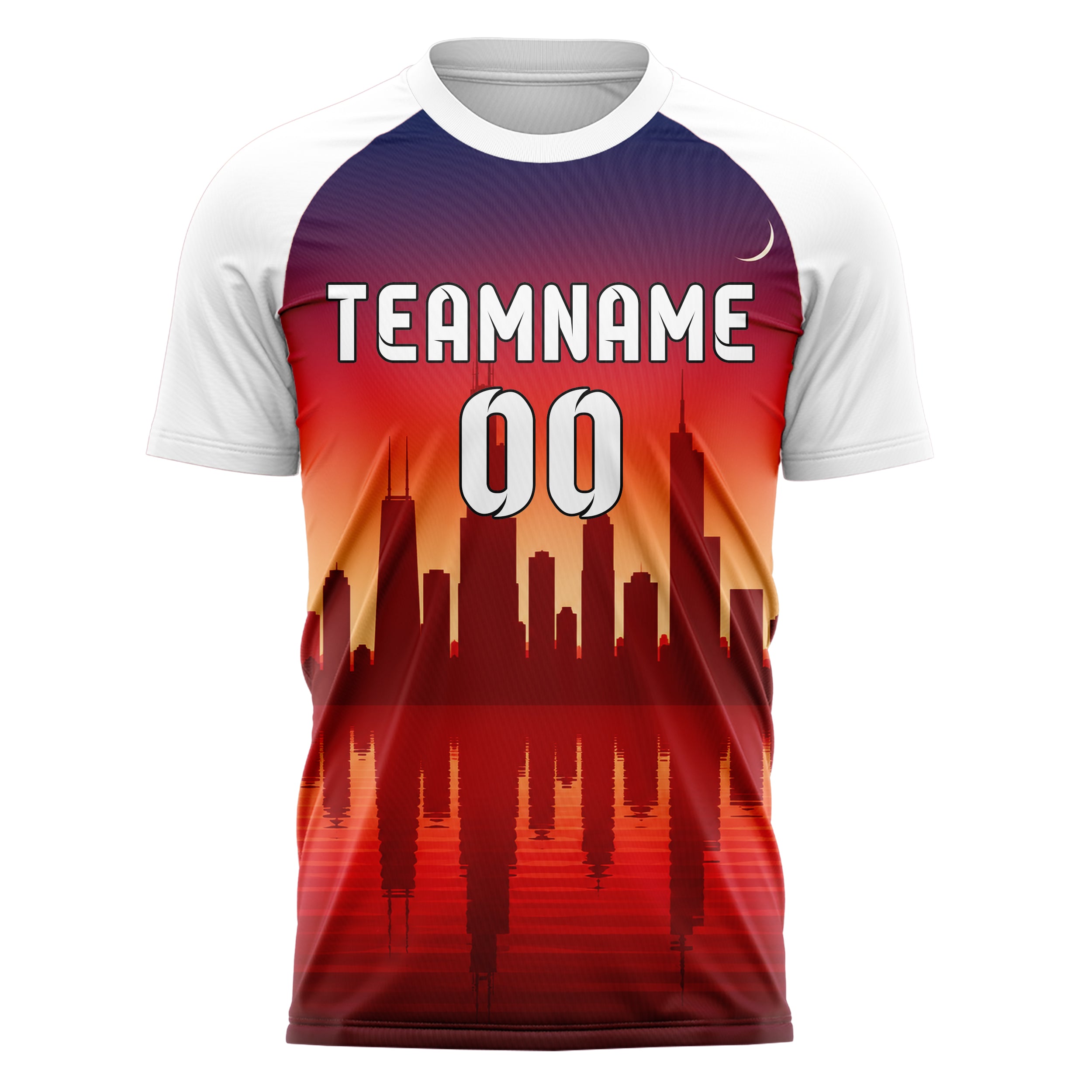 Rot Chicago Skyline Design 15-0013 individuelles Fußballtrikot front