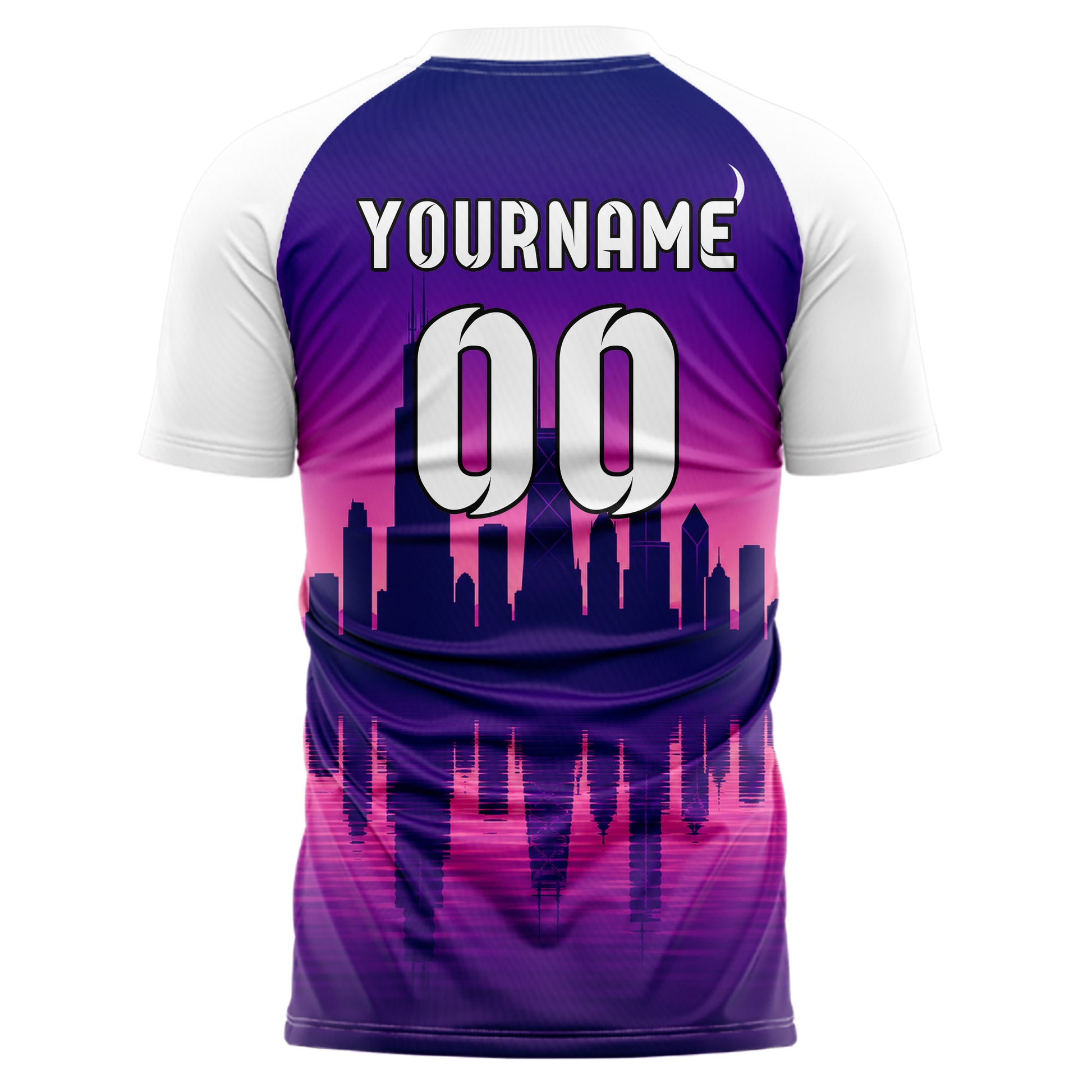 Lila Chicago Skyline Design 15-0016 individuelles Fußballtrikot back