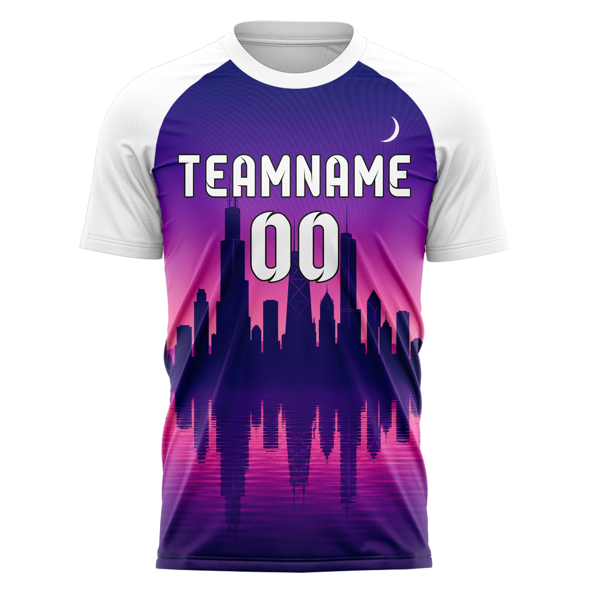 Lila Chicago Skyline Design 15-0016 individuelles Fußballtrikot front