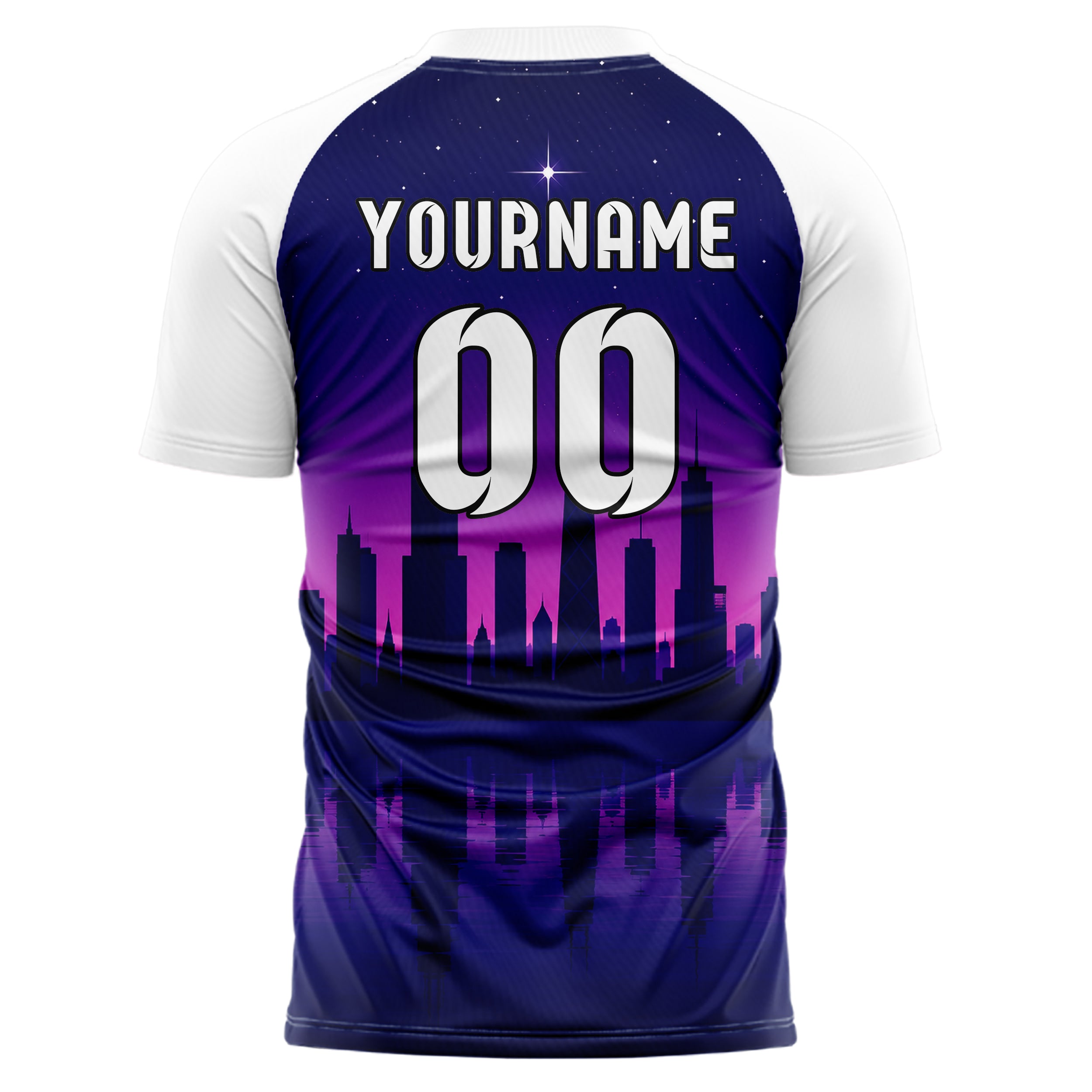 Marineblau Chicago Skyline Design 15-0019 individuelles Fußballtrikot back