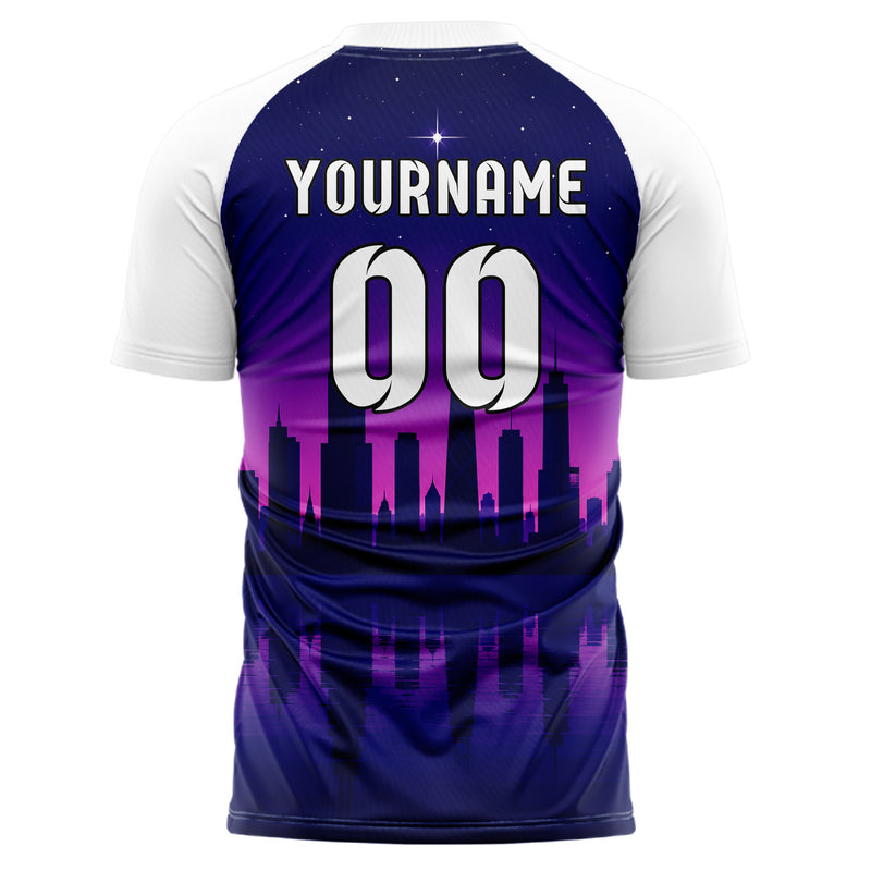 Marineblau Chicago Skyline Design 15-0019 individuelles Fußballtrikot back