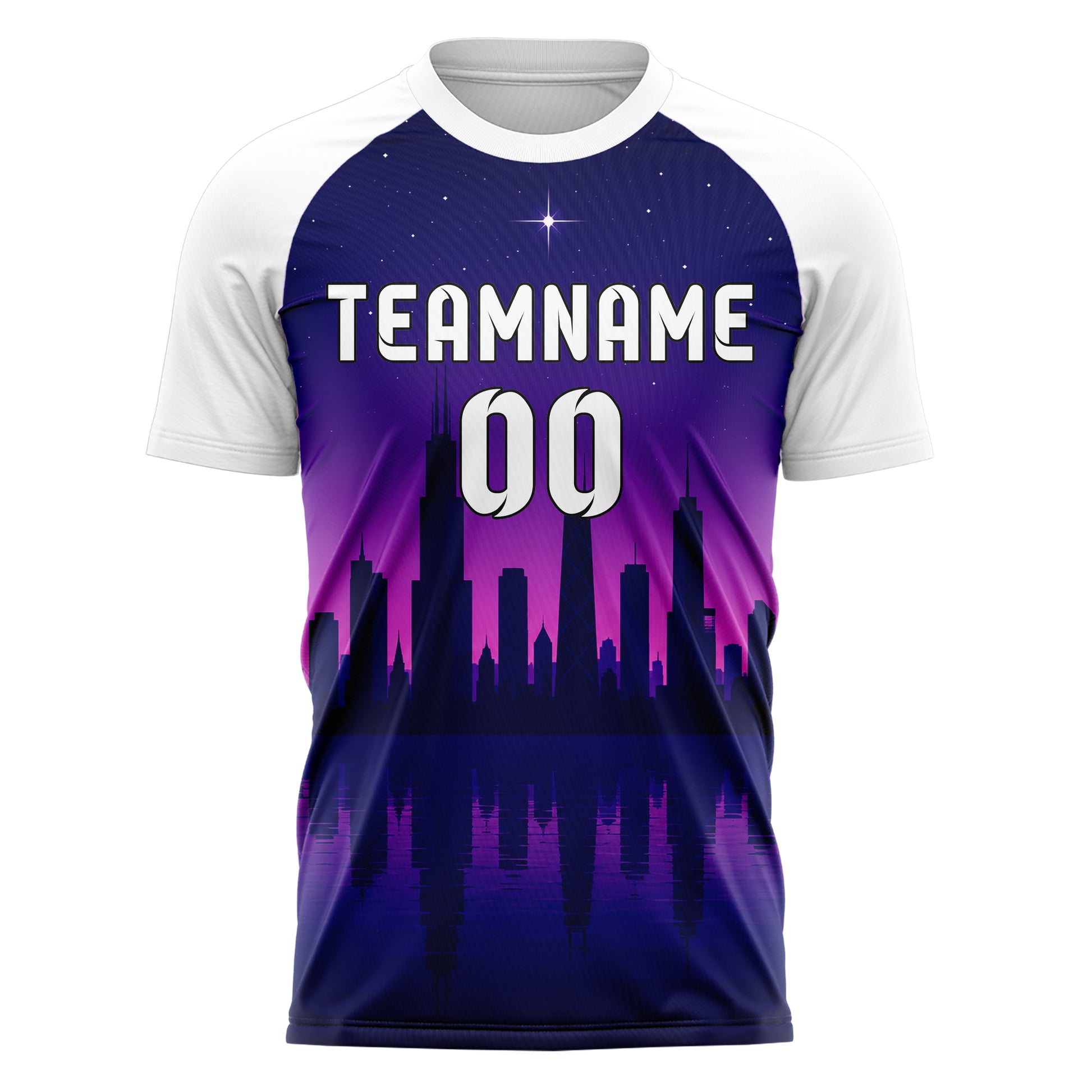 Marineblau Chicago Skyline Design 15-0019 individuelles Fußballtrikot front