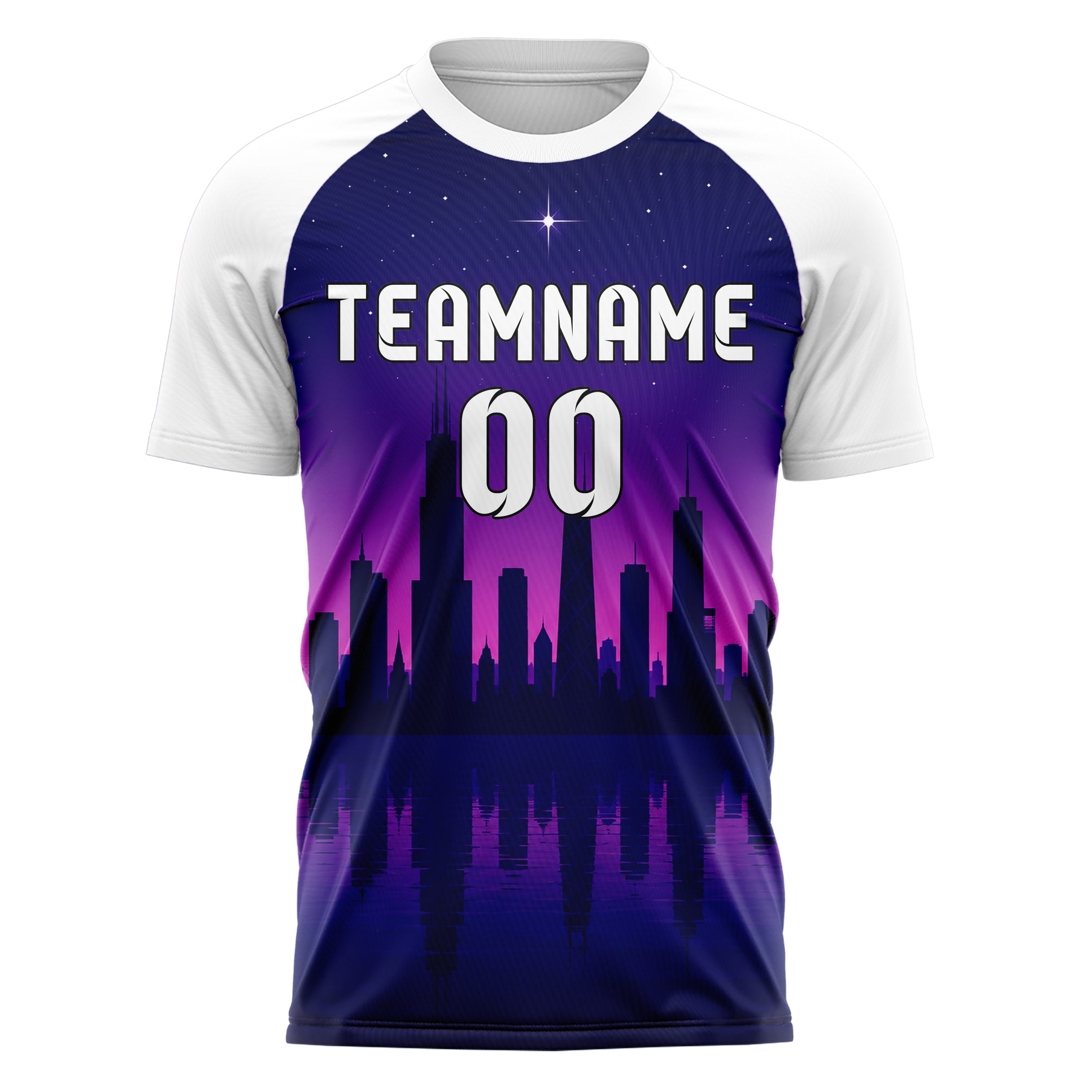 Marineblau Chicago Skyline Design 15-0019 individuelles Fußballtrikot front