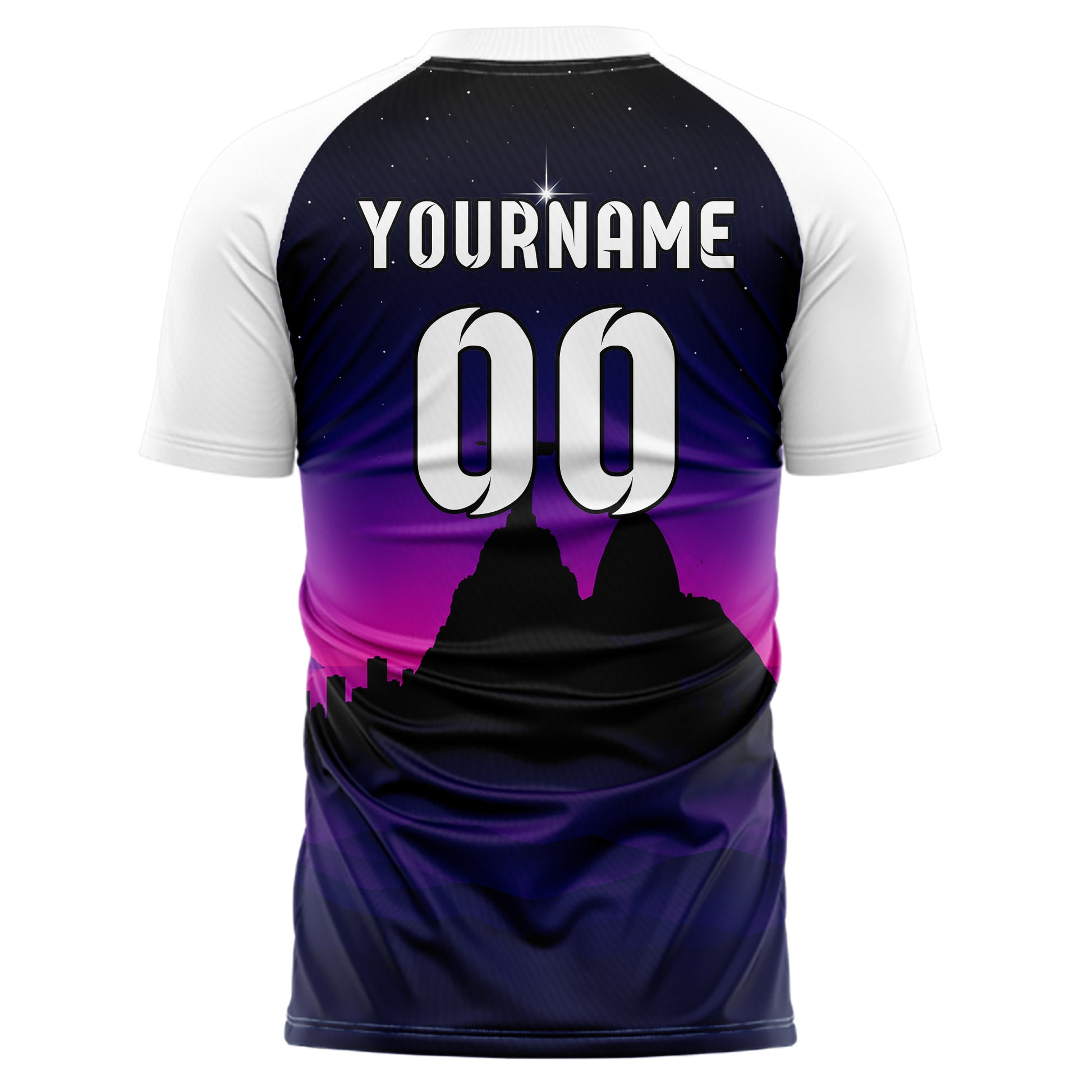 Schwarz Christ the Redeemer Skyline Design 15-0298 individuelles Fußballtrikot back