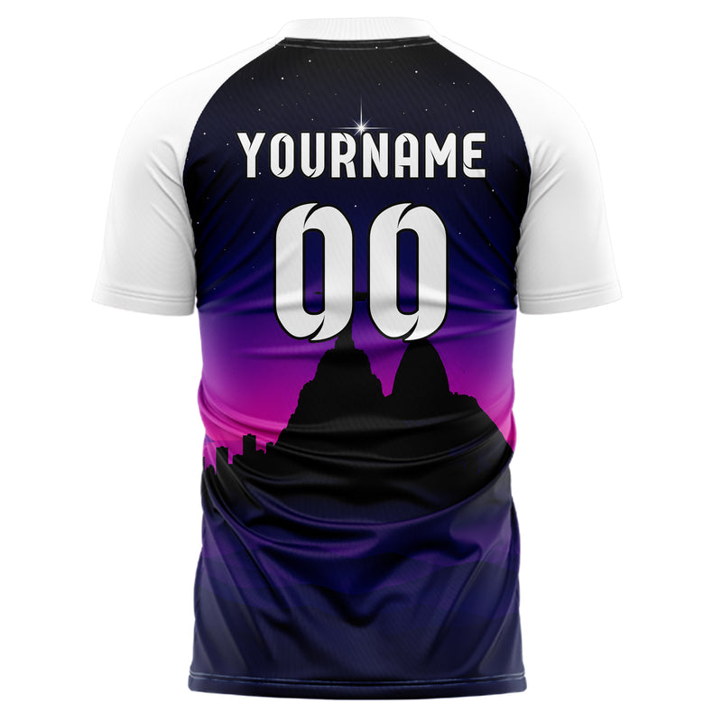 Schwarz Christ the Redeemer Skyline Design 15-0298 individuelles Fußballtrikot back