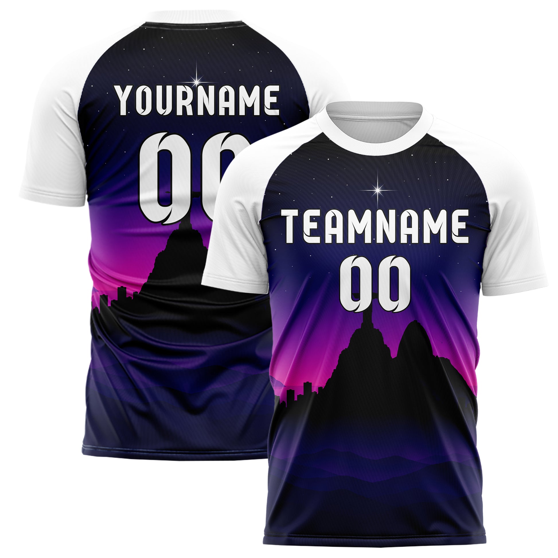 Schwarz Christ the Redeemer Skyline Design 15-0298 individuelles Fußballtrikot main