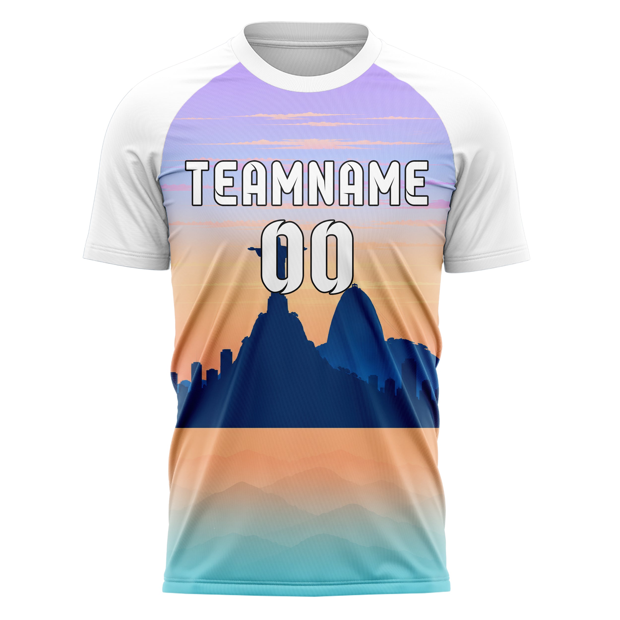Hellblau Christ the Redeemer Skyline Design 15-0294 individuelles Fußballtrikot front