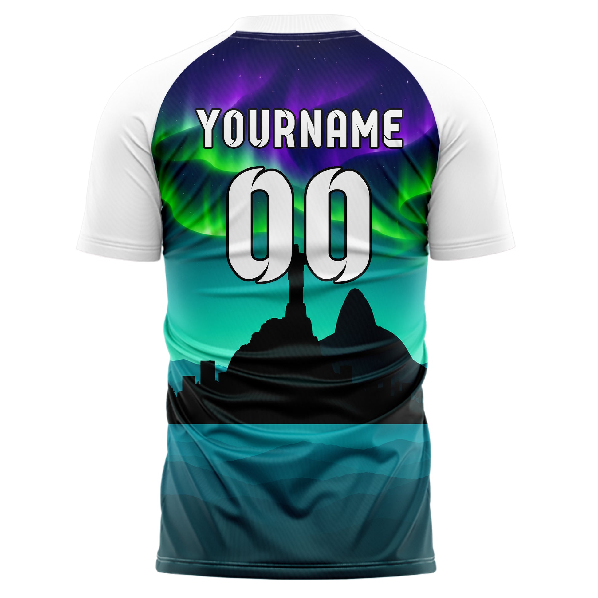 Petrol Christ the Redeemer Skyline Design 15-0300 individuelles Fußballtrikot back