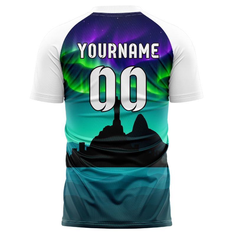 Petrol Christ the Redeemer Skyline Design 15-0300 individuelles Fußballtrikot back