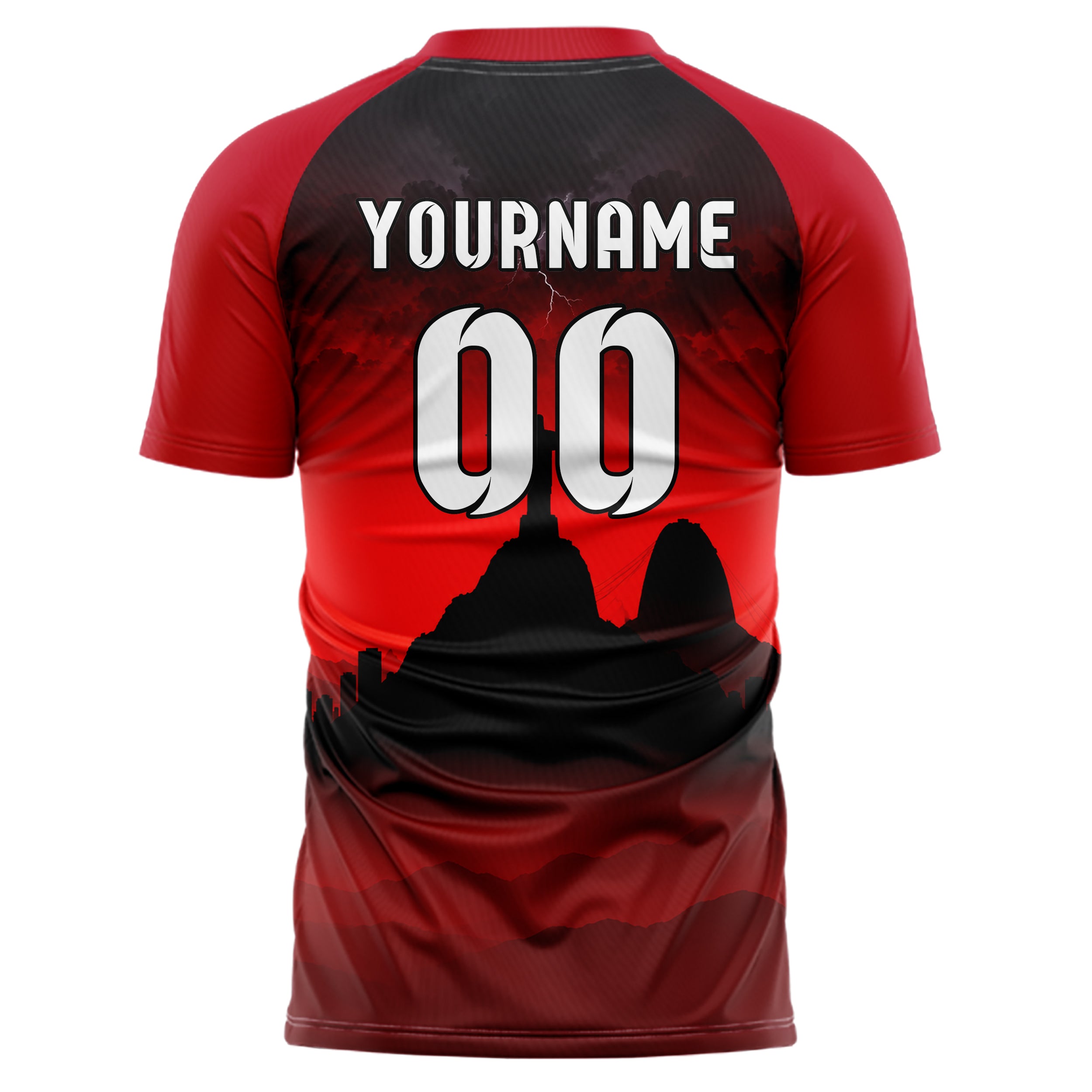 Schwarz Christ the Redeemer Skyline Design 15-0297 individuelles Fußballtrikot back