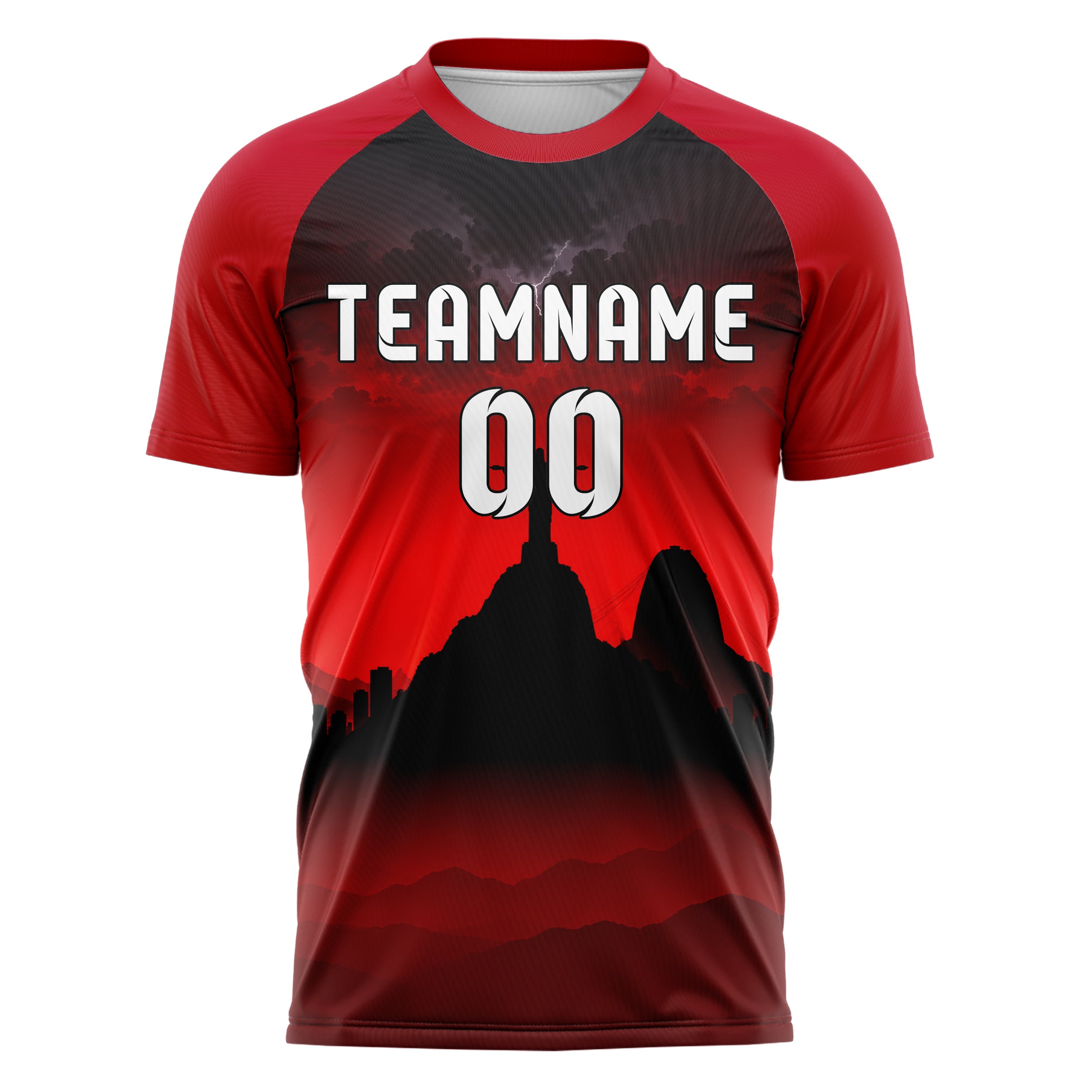 Schwarz Christ the Redeemer Skyline Design 15-0297 individuelles Fußballtrikot front