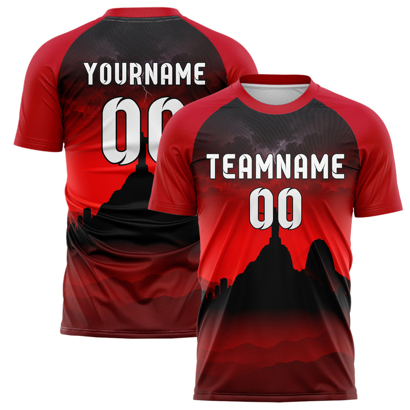 Schwarz Christ the Redeemer Skyline Design 15-0297 individuelles Fußballtrikot main