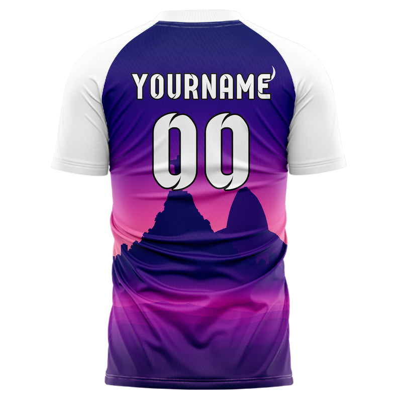 Lila Christ the Redeemer Skyline Design 15-0296 individuelles Fußballtrikot back