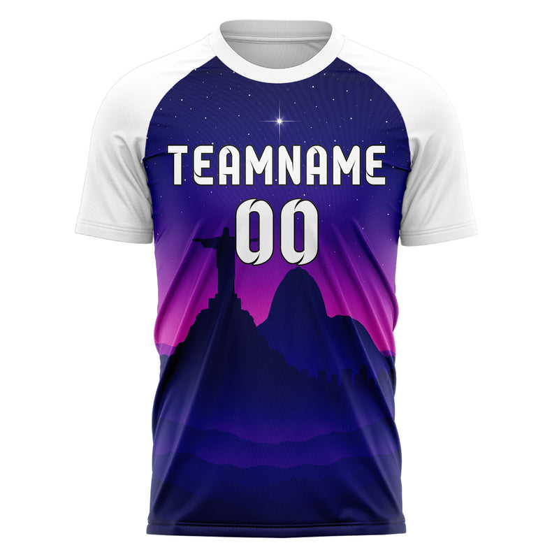 Marineblau Christ the Redeemer Skyline Design 15-0299 individuelles Fußballtrikot front
