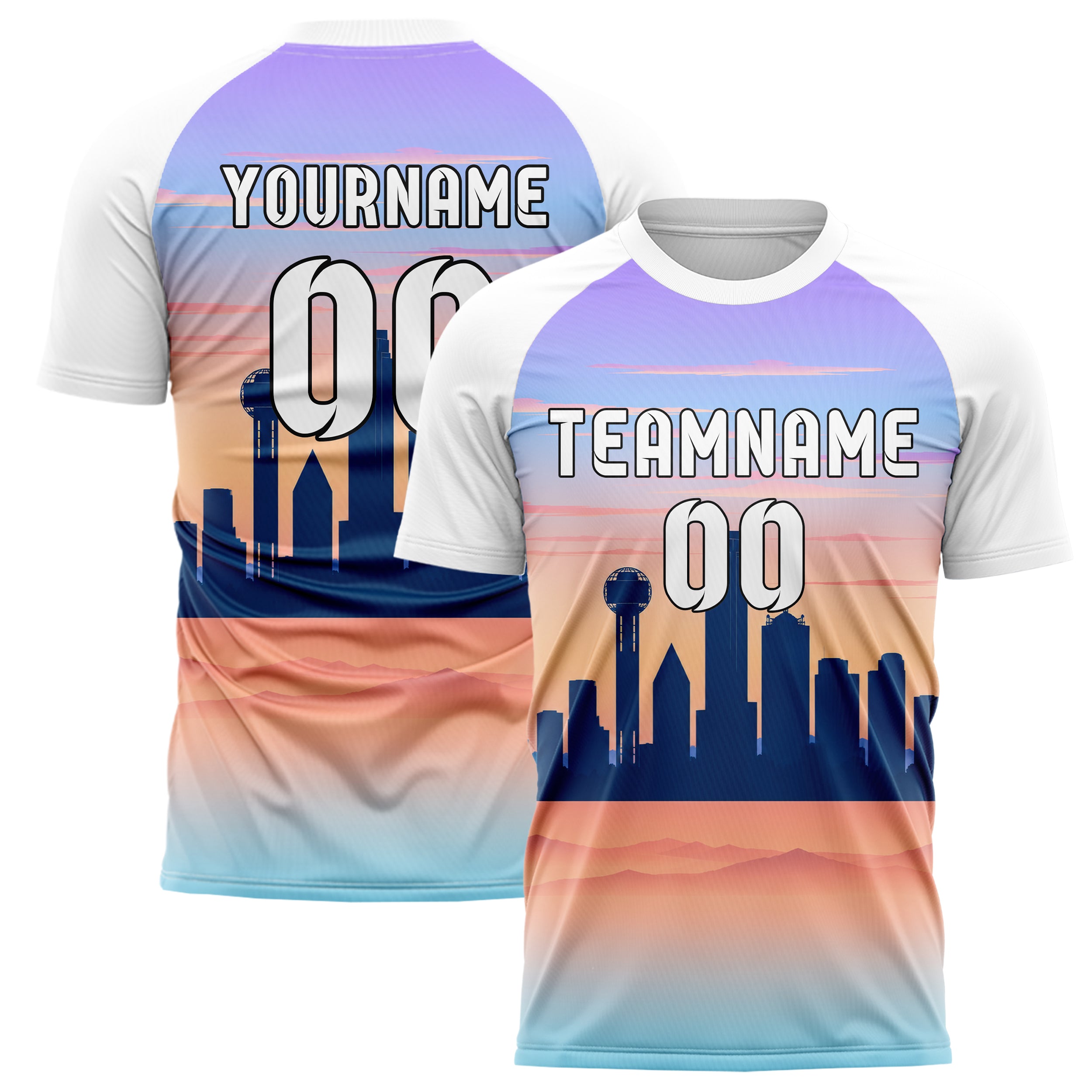 Hellblau Dallas Skyline Design 15-0104 individuelles Fußballtrikot main