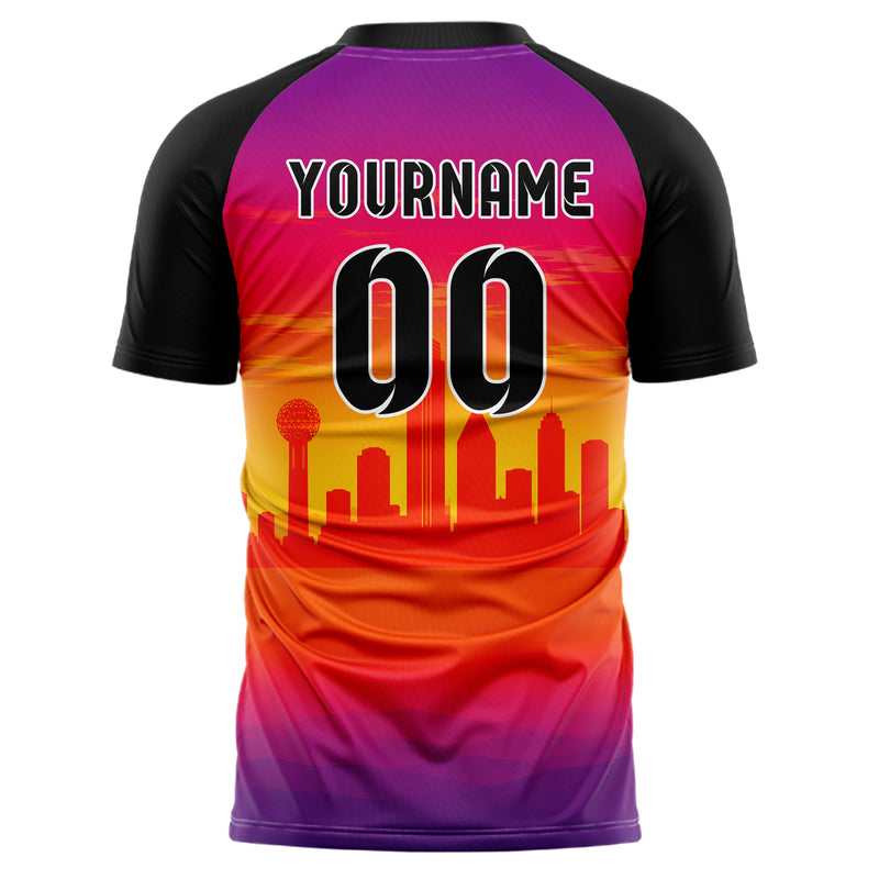 Orange Dallas Skyline Design 15-0102 individuelles Fußballtrikot back