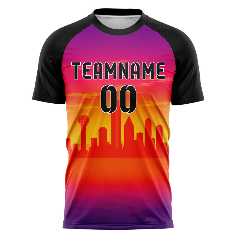 Orange Dallas Skyline Design 15-0102 individuelles Fußballtrikot front