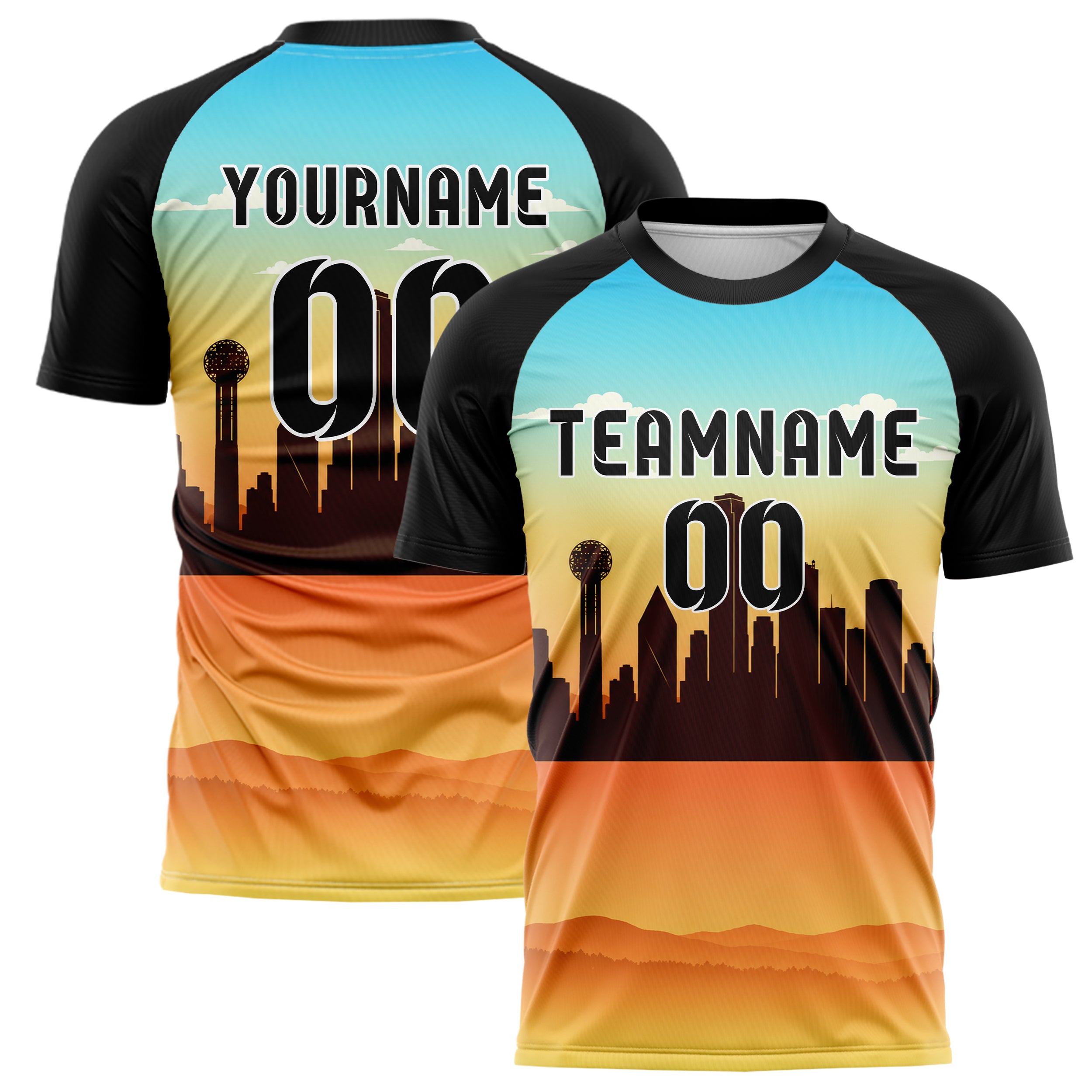 Gelb Dallas Skyline Design 15-0105 individuelles Fußballtrikot main