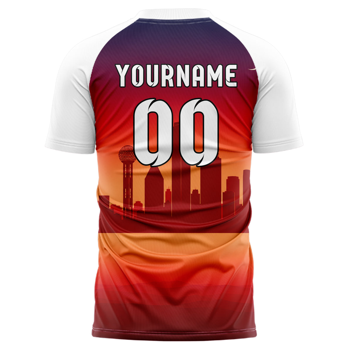 Rot Dallas Skyline Design 15-0103 individuelles Fußballtrikot back