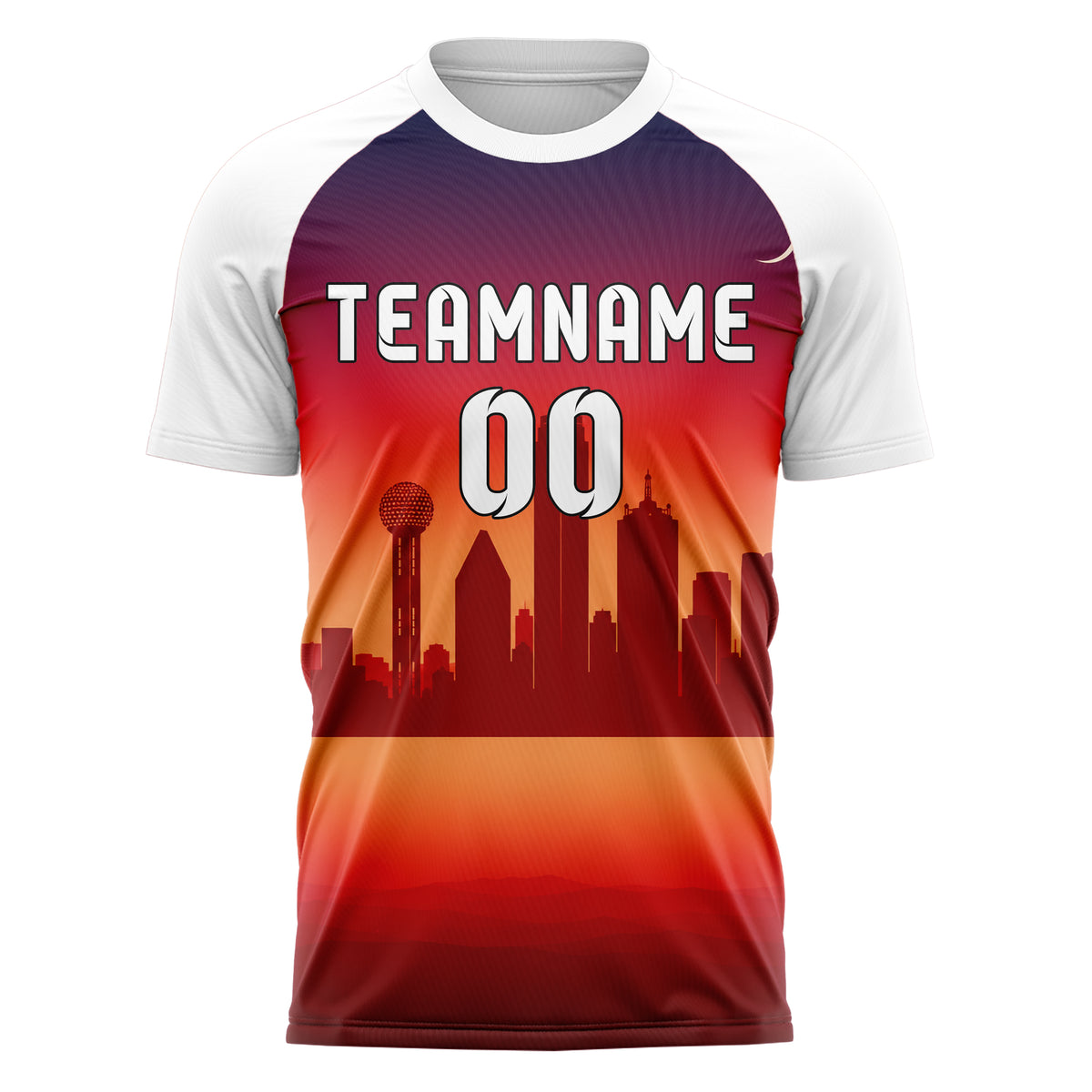 Rot Dallas Skyline Design 15-0103 individuelles Fußballtrikot front