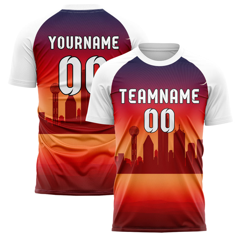 Rot Dallas Skyline Design 15-0103 individuelles Fußballtrikot main