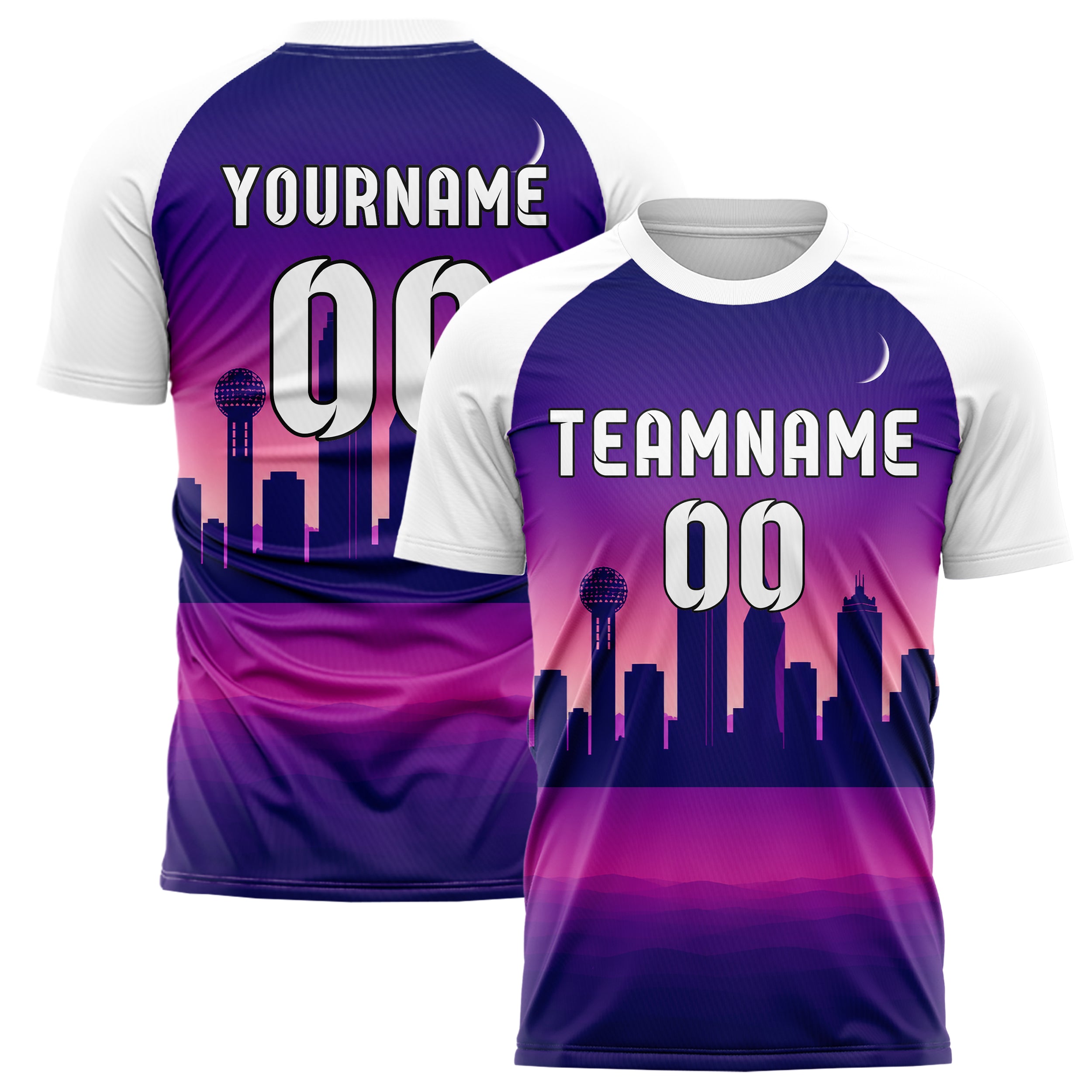 Lila Dallas Skyline Design 15-0106 individuelles Fußballtrikot main