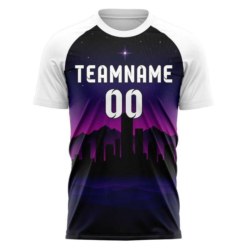Schwarz Denver Skyline Design 15-0078 individuelles Fußballtrikot front