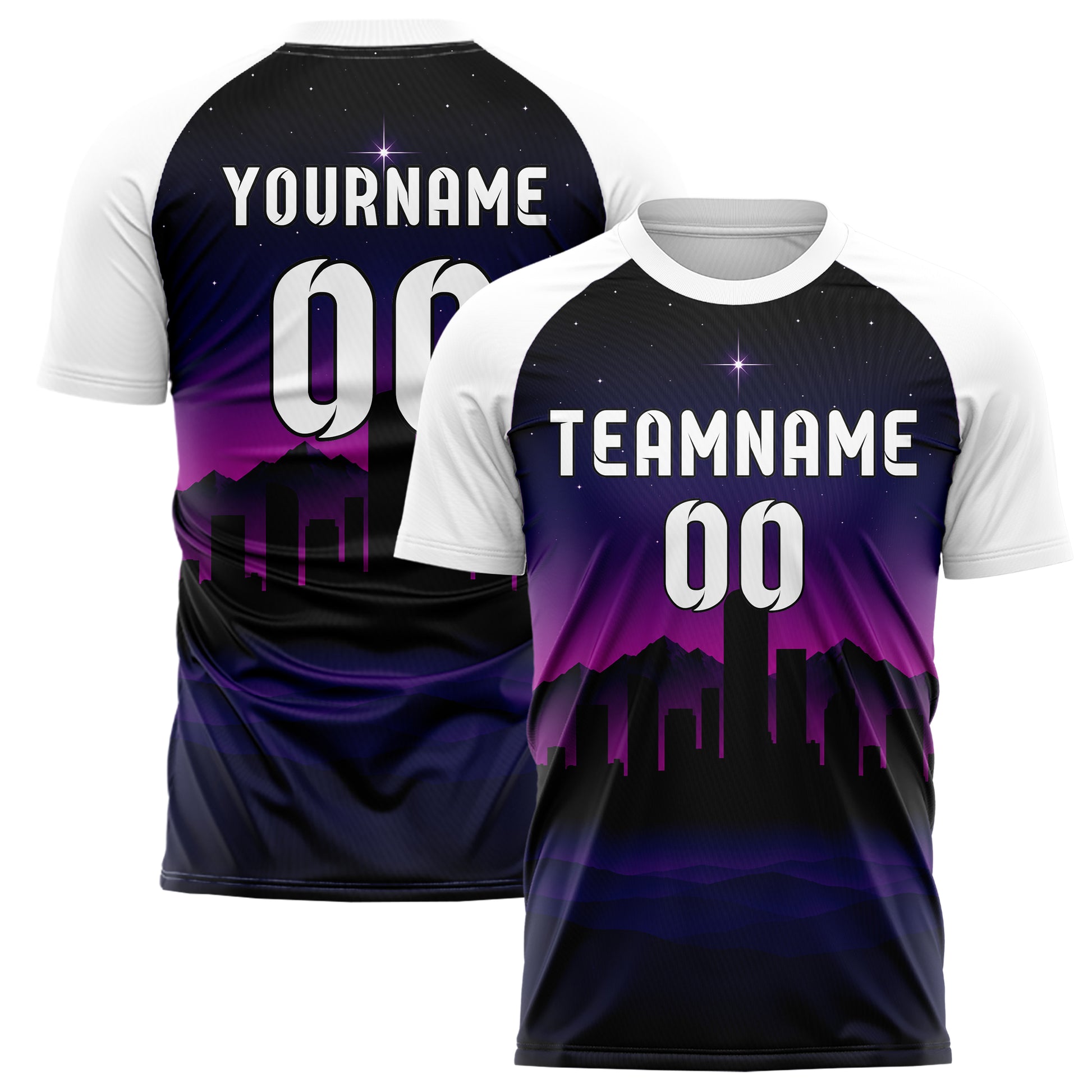 Schwarz Denver Skyline Design 15-0078 individuelles Fußballtrikot main