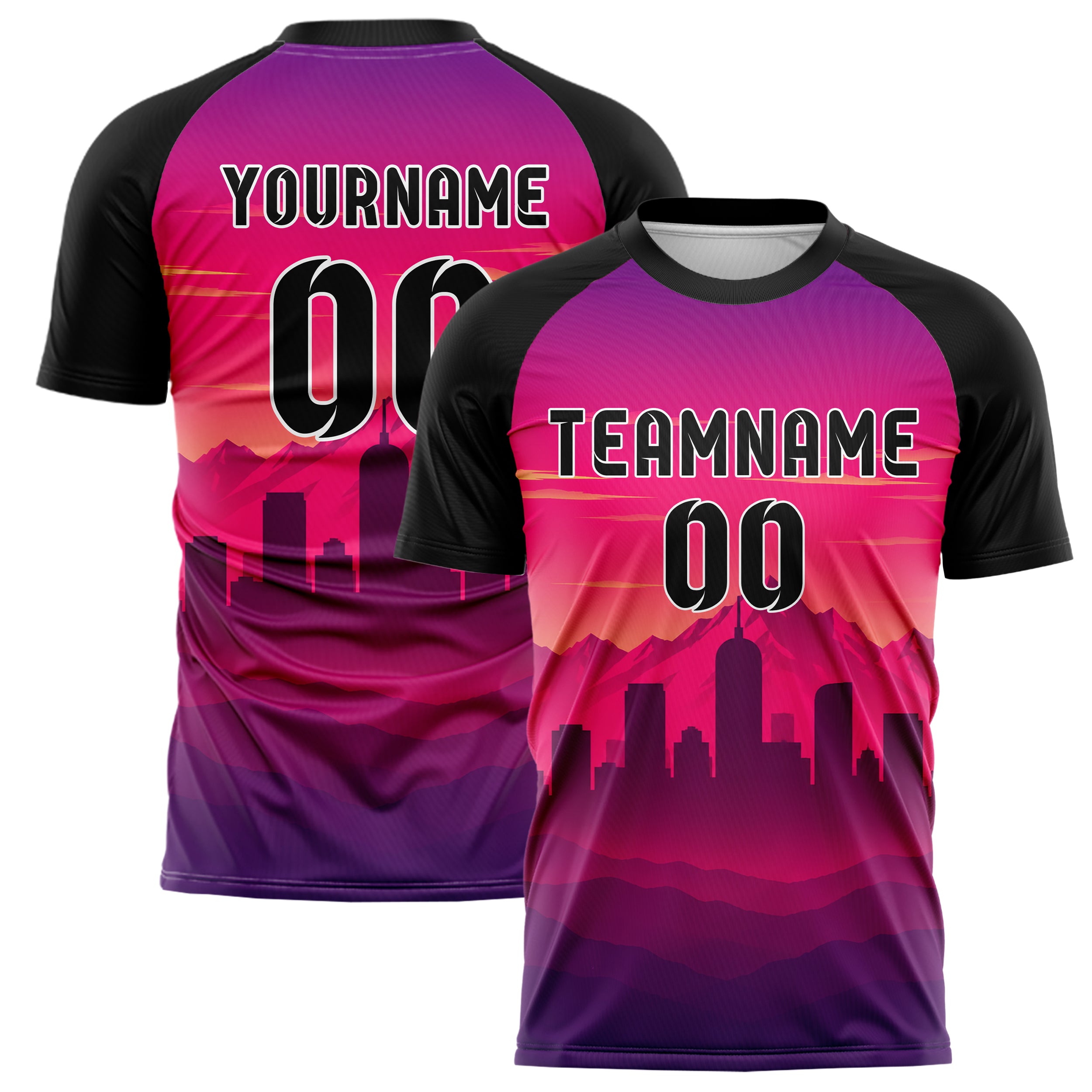 Hot Pink Denver Skyline Design 15-0071 individuelles Fußballtrikot main