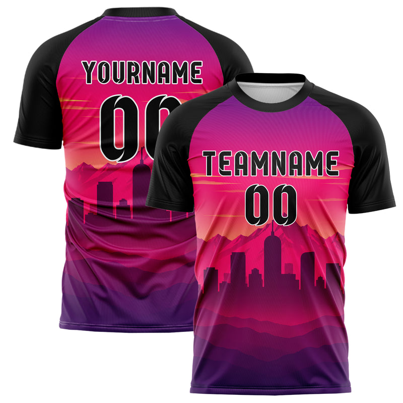 Hot Pink Denver Skyline Design 15-0071 individuelles Fußballtrikot main
