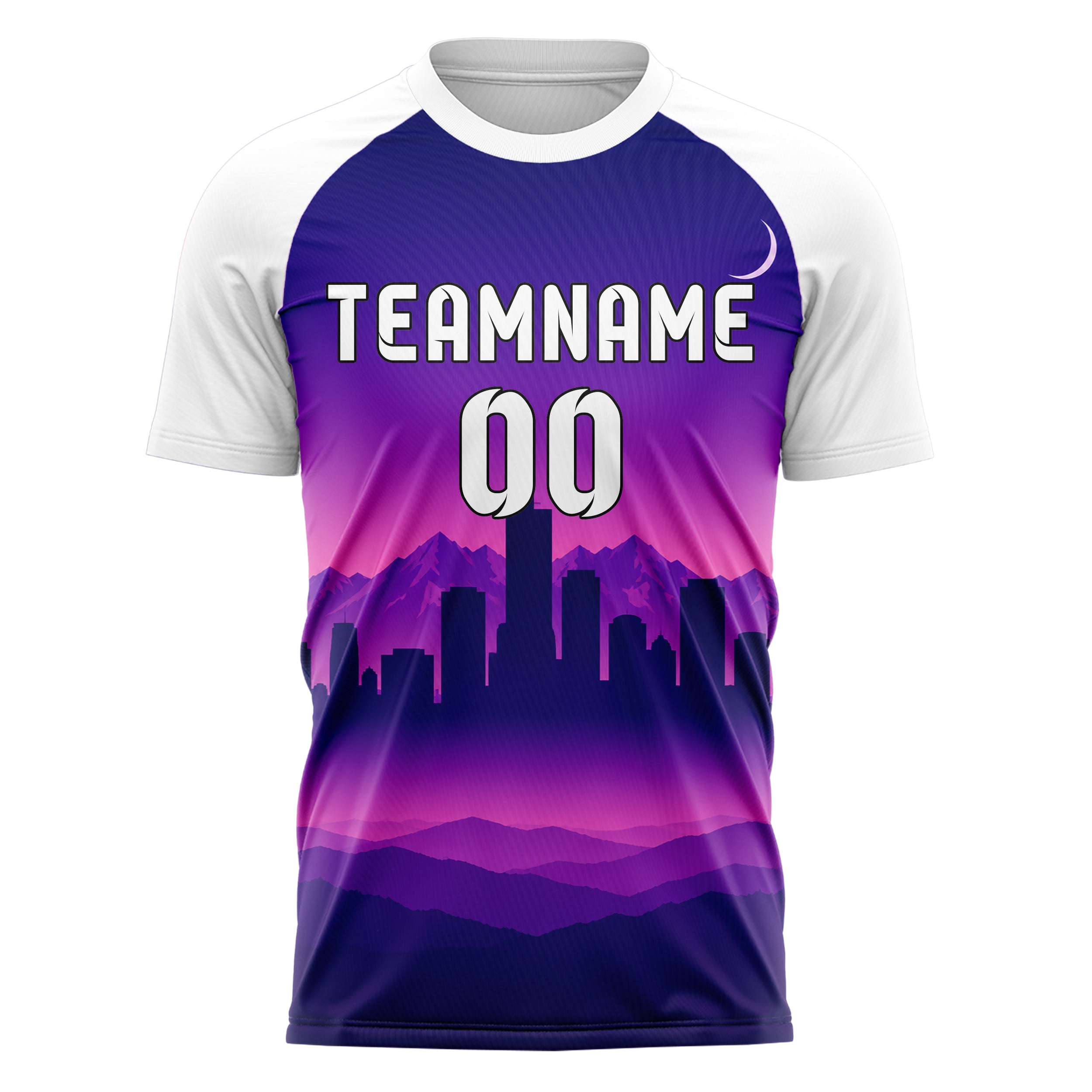 Lila Denver Skyline Design 15-0076 individuelles Fußballtrikot front