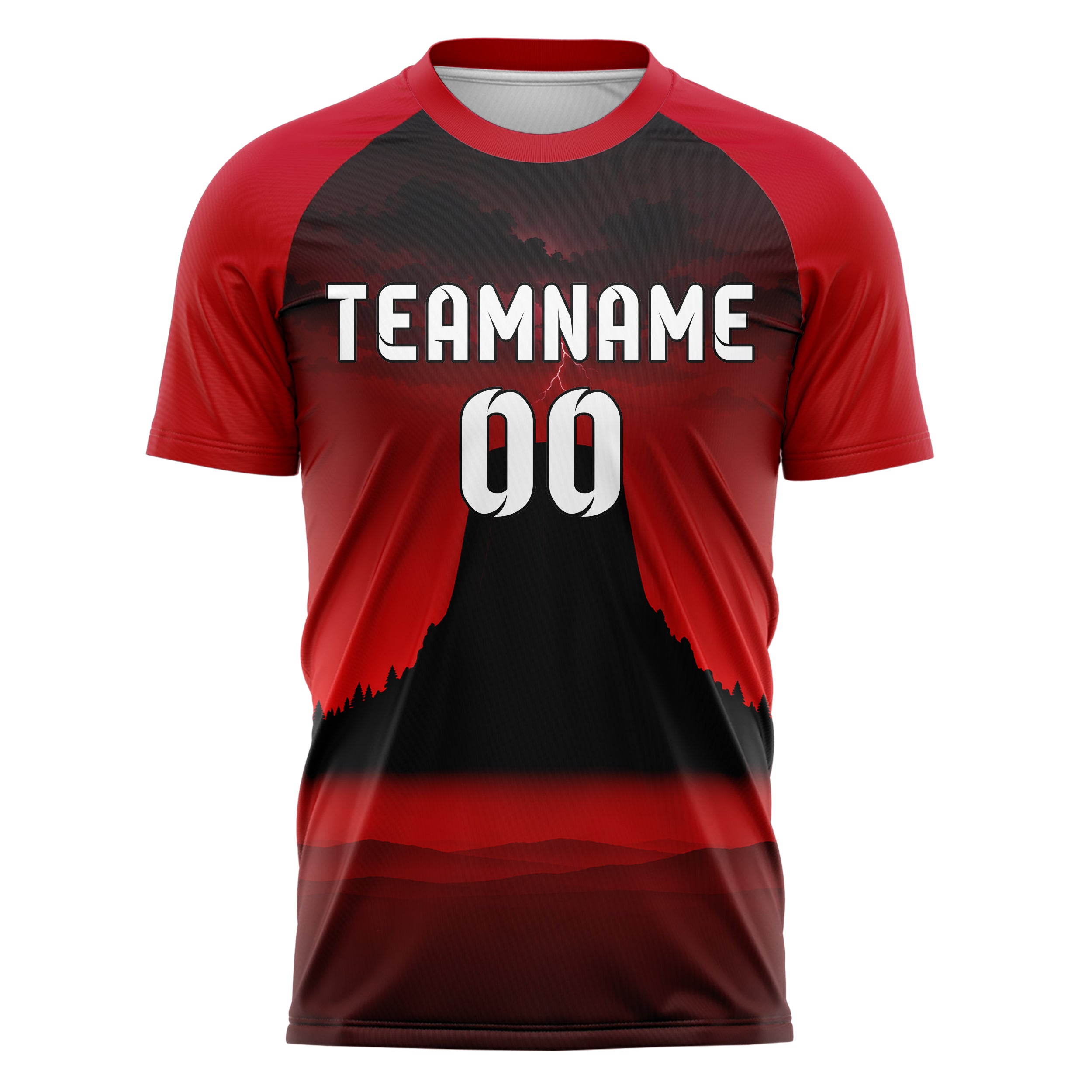 Schwarz Devils Tower Skyline Design 15-0397 individuelles Fußballtrikot front
