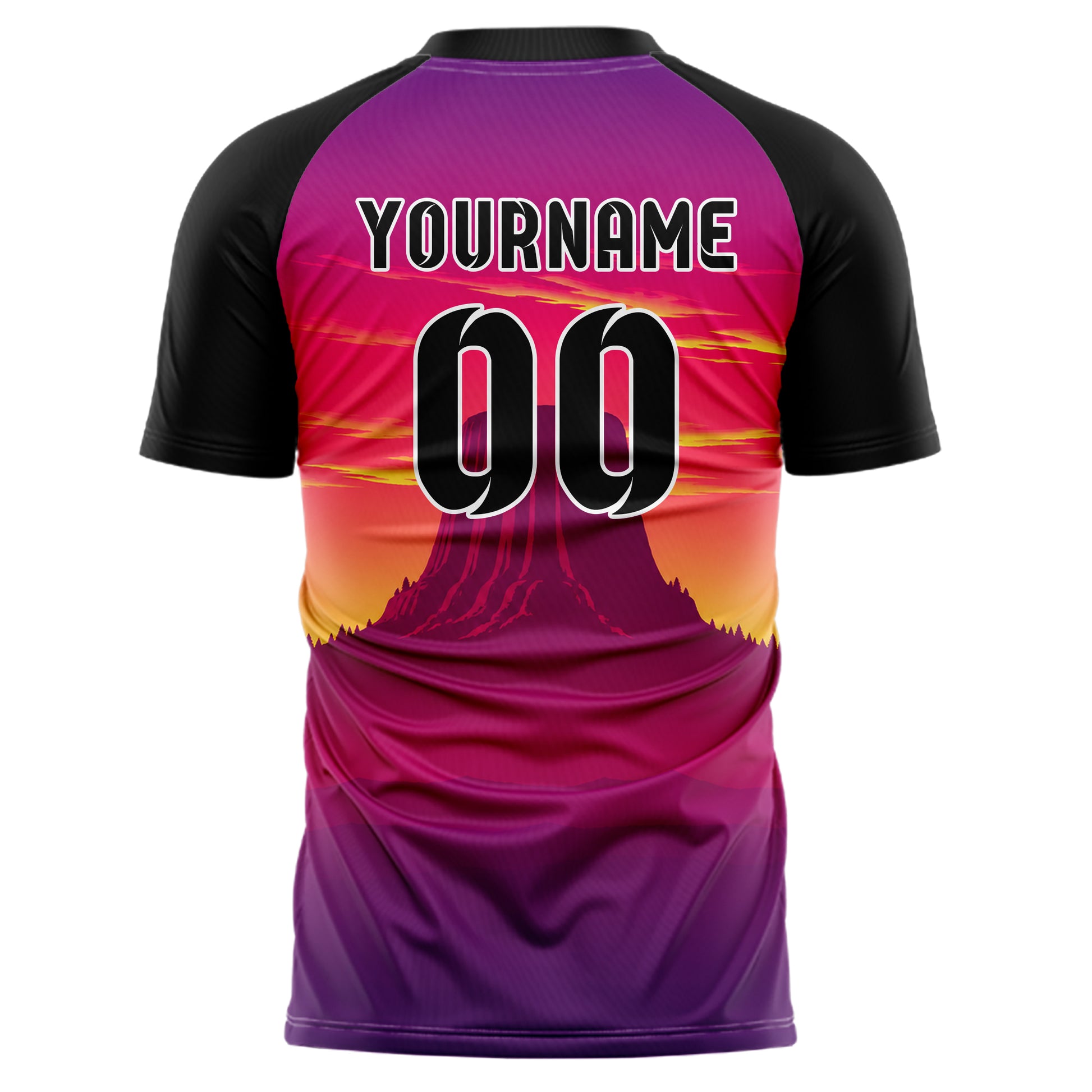 Hot Pink Devils Tower Skyline Design 15-0391 individuelles Fußballtrikot back
