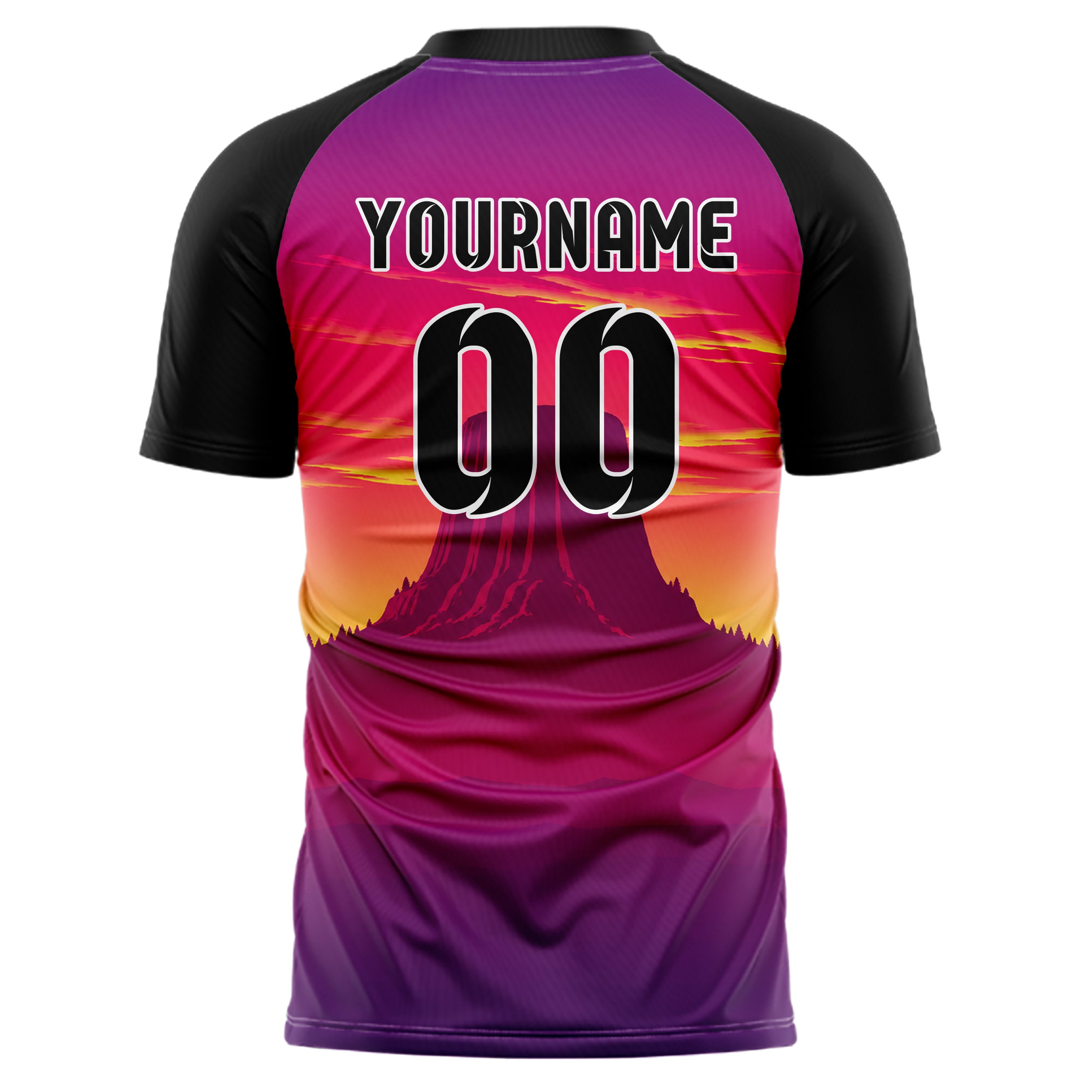 Hot Pink Devils Tower Skyline Design 15-0391 individuelles Fußballtrikot back