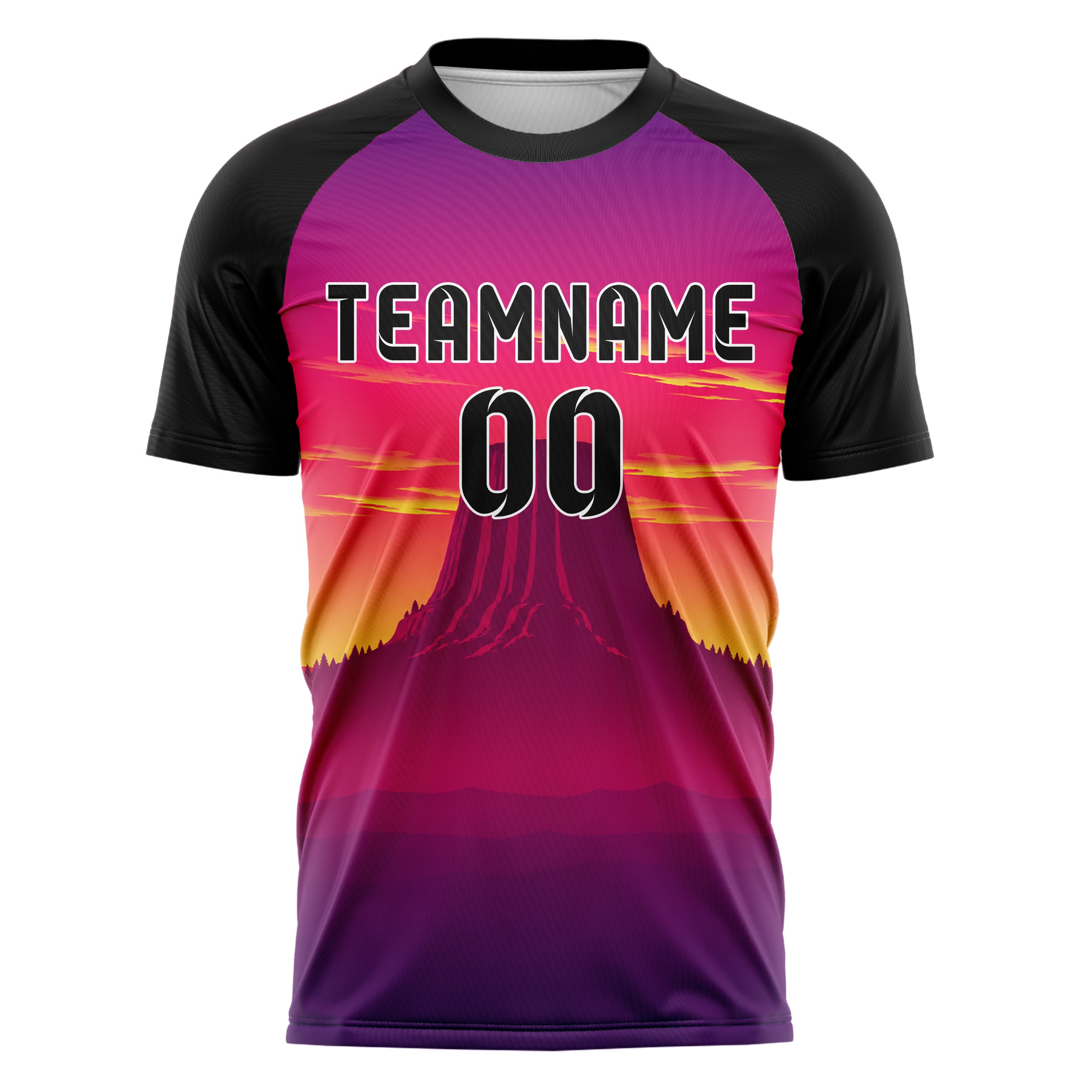 Hot Pink Devils Tower Skyline Design 15-0391 individuelles Fußballtrikot front